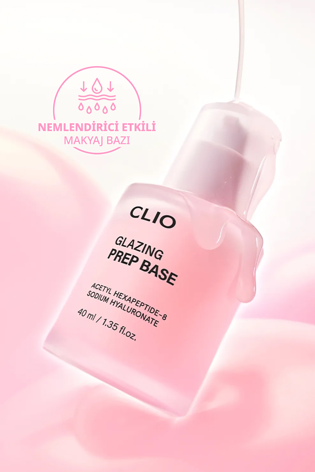 CLIO Skualane, Peptit İçeren Nem Serumu Dokulu Pürüzsüzleştirici Makyaj Bazı Glazing Prep Base — صورتی 9061