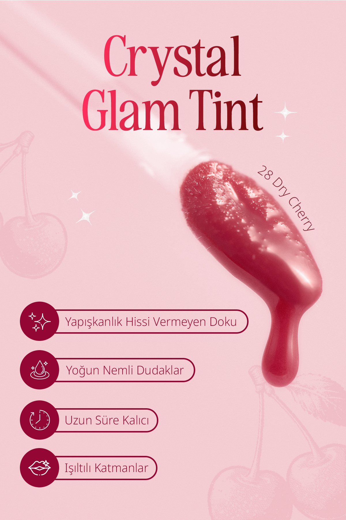 رنگ براق غلیظ غیر چسبنده CLIO Crystal Glam Tint CLIO Crystal Glam Tint (28 عدد گیلاس خشک) — قرمز 111125 — تصویر 4 از 9