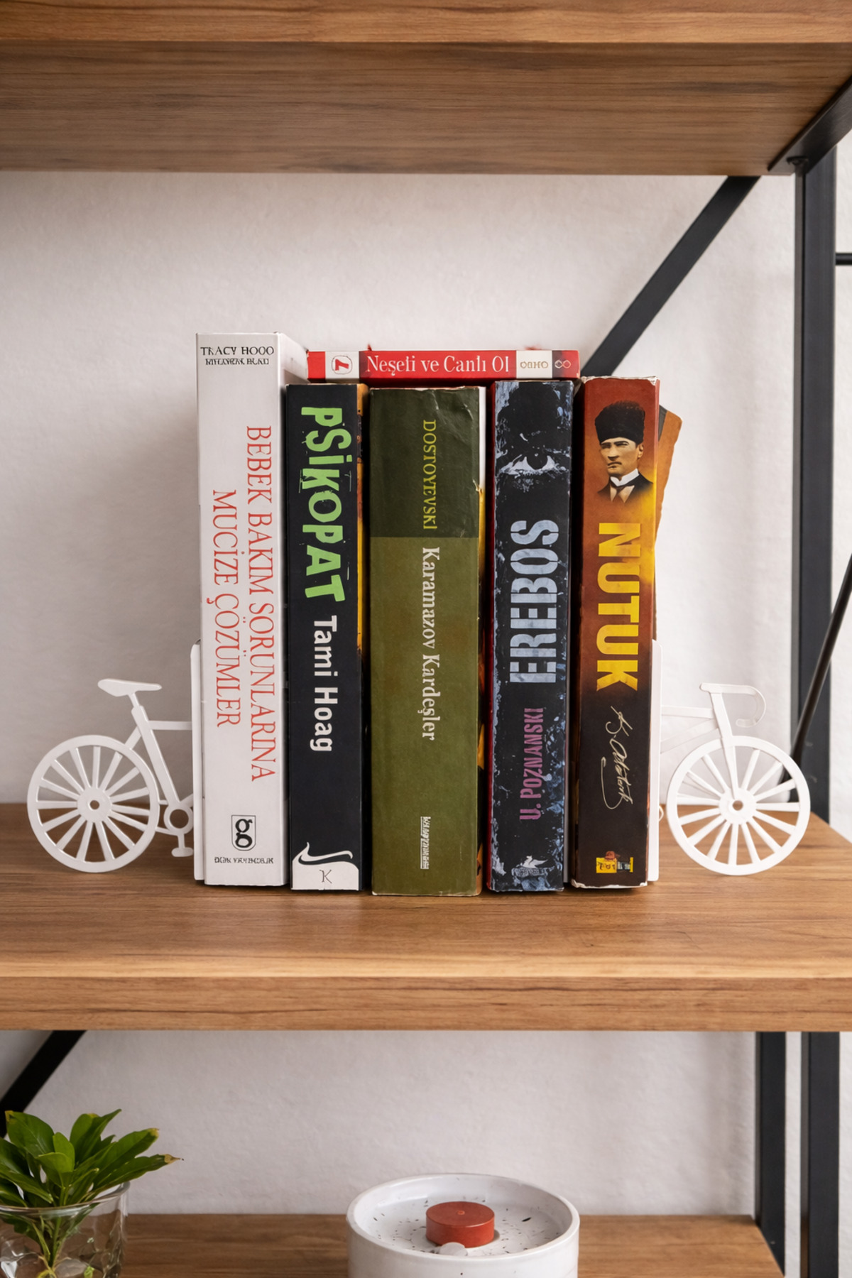 2 Pcs WHITE METAL BICYCLE Book Holder-Bookshelf-Book Fixing Book Support