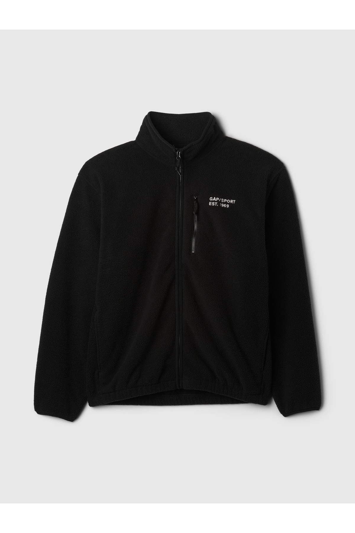 GAP Erkek Siyah Gap Logo Arctic Fleece Fermuarlı Ceket görsel 3