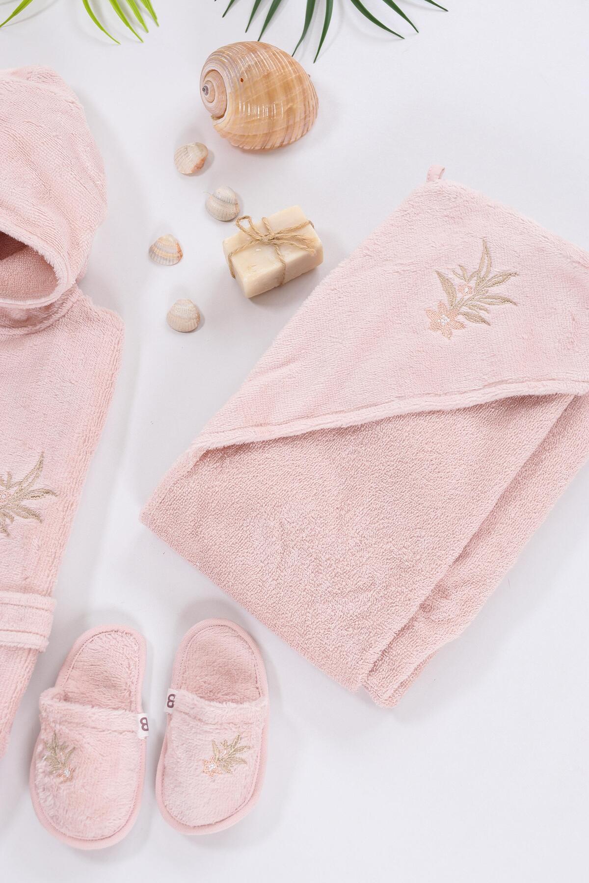 Sitilin Kız Bebek Lüks Bornoz Takımı Havlu Seti Pamuk Kumaş 0- 2 Yaş Stl6582 fotoğrafı 3 (önizleme)