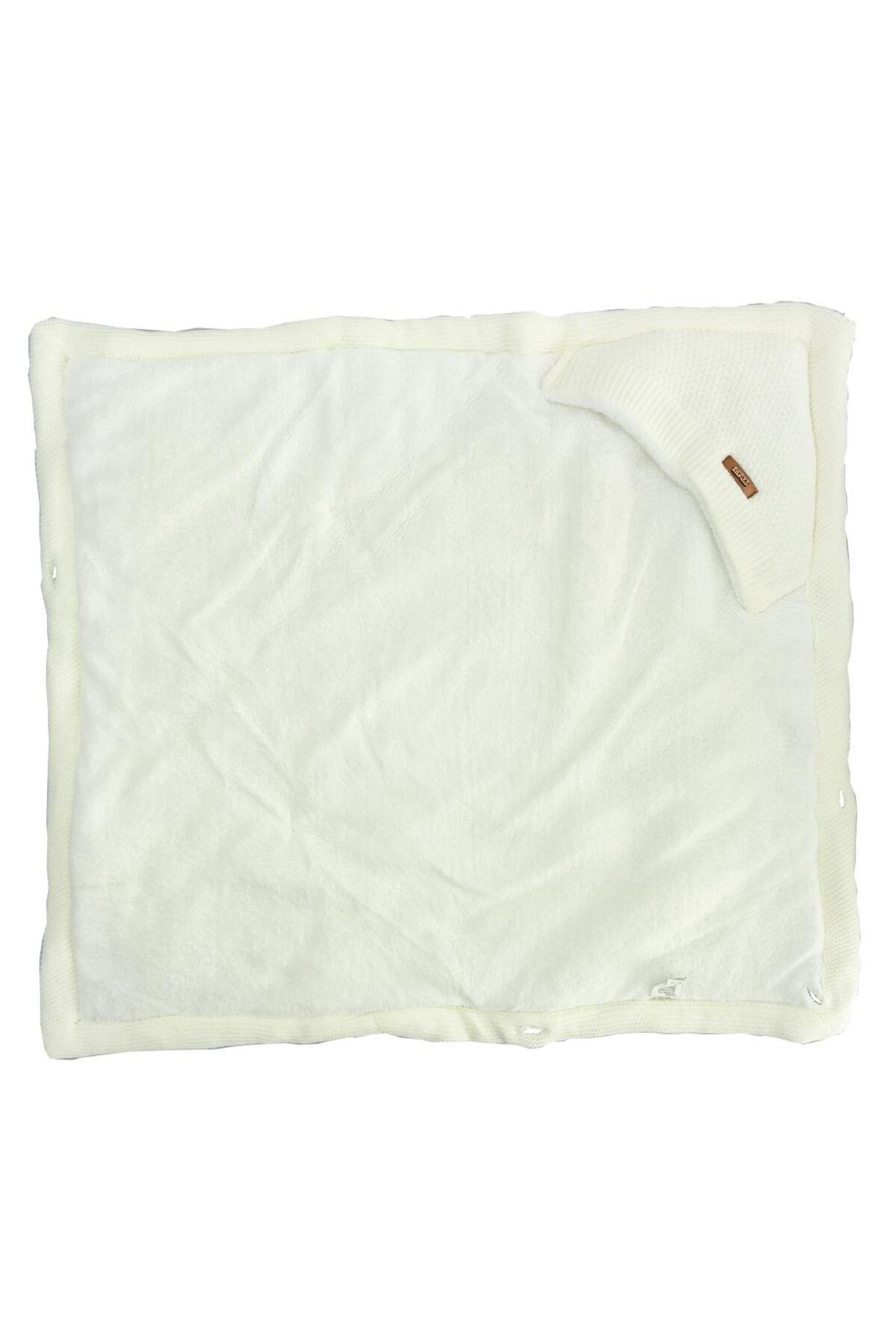 Sitilin Kız Erkek Bebek Kundak Battaniyesi Krem Triko Kumaş STL4619 fotoğrafı 2 (önizleme)