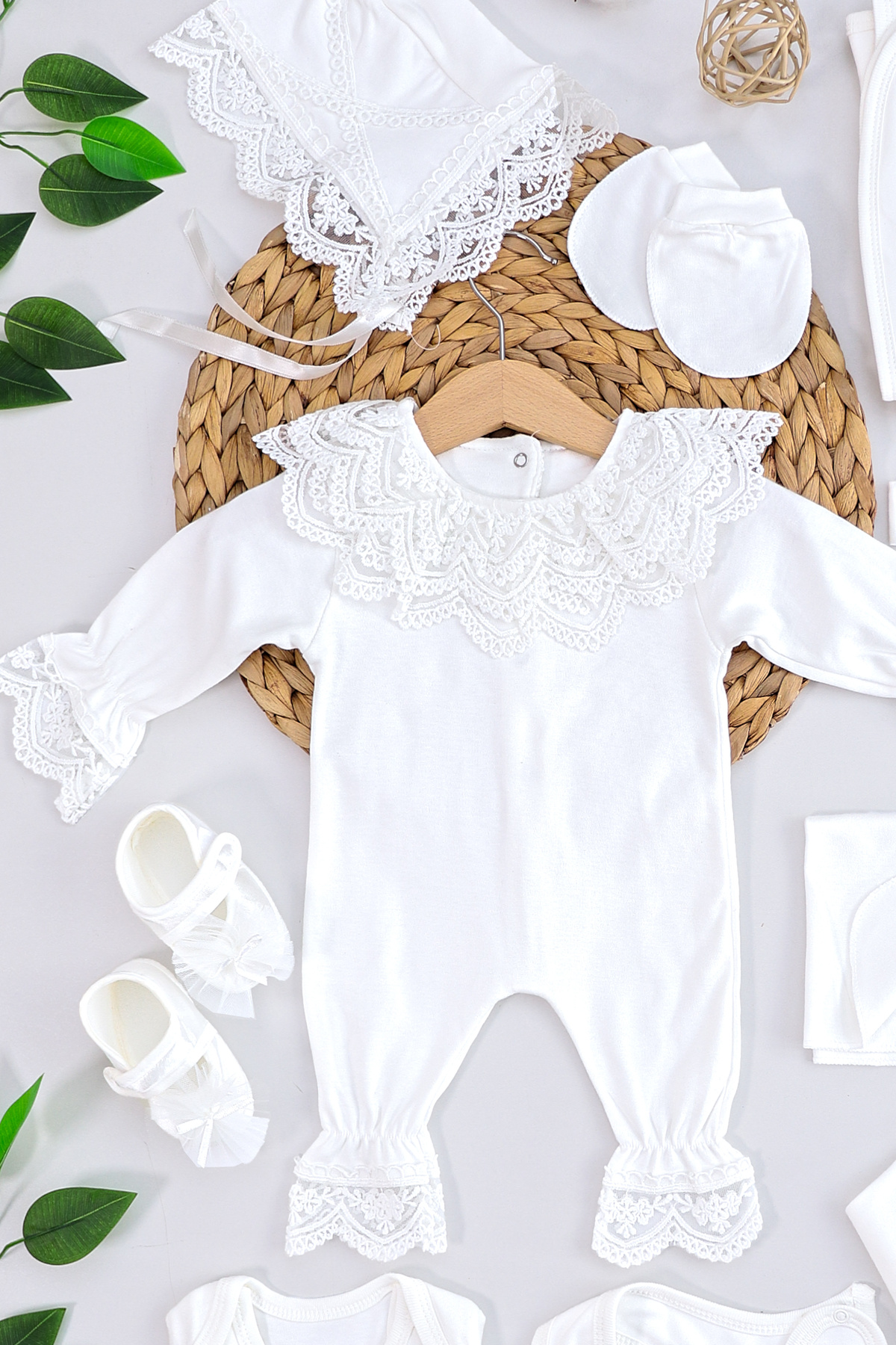 Sitilin Kız Bebek Ekru Dantelli Lüks 10 Lu Hastane Çıkışı Set STL5143 fotoğrafı 5 (önizleme)