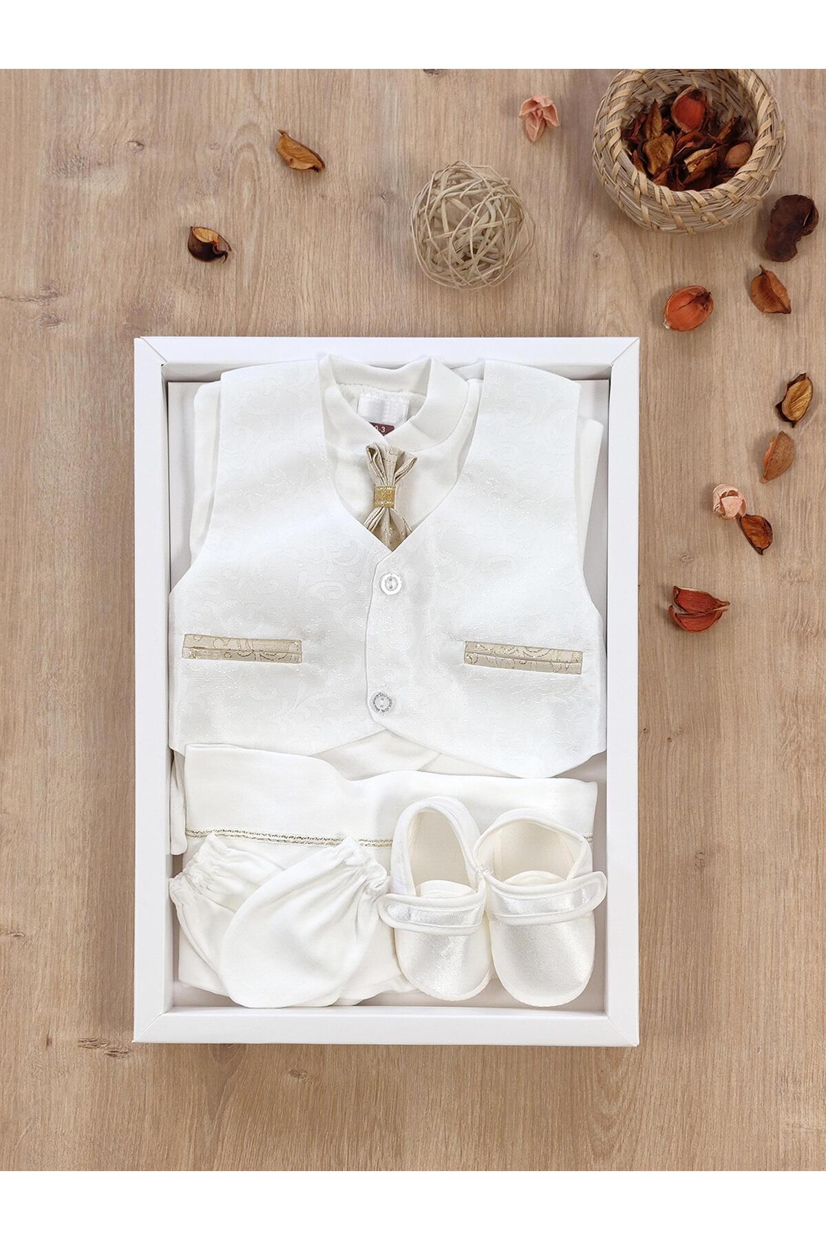 Sitilin Erkek Bebek Yelekli Kravatlı Mevlit Takımı Lüks Özel Gün ve Mevlütlük Süslü Set 0 - 3 AY STL6625 fotoğrafı 2 (önizleme)