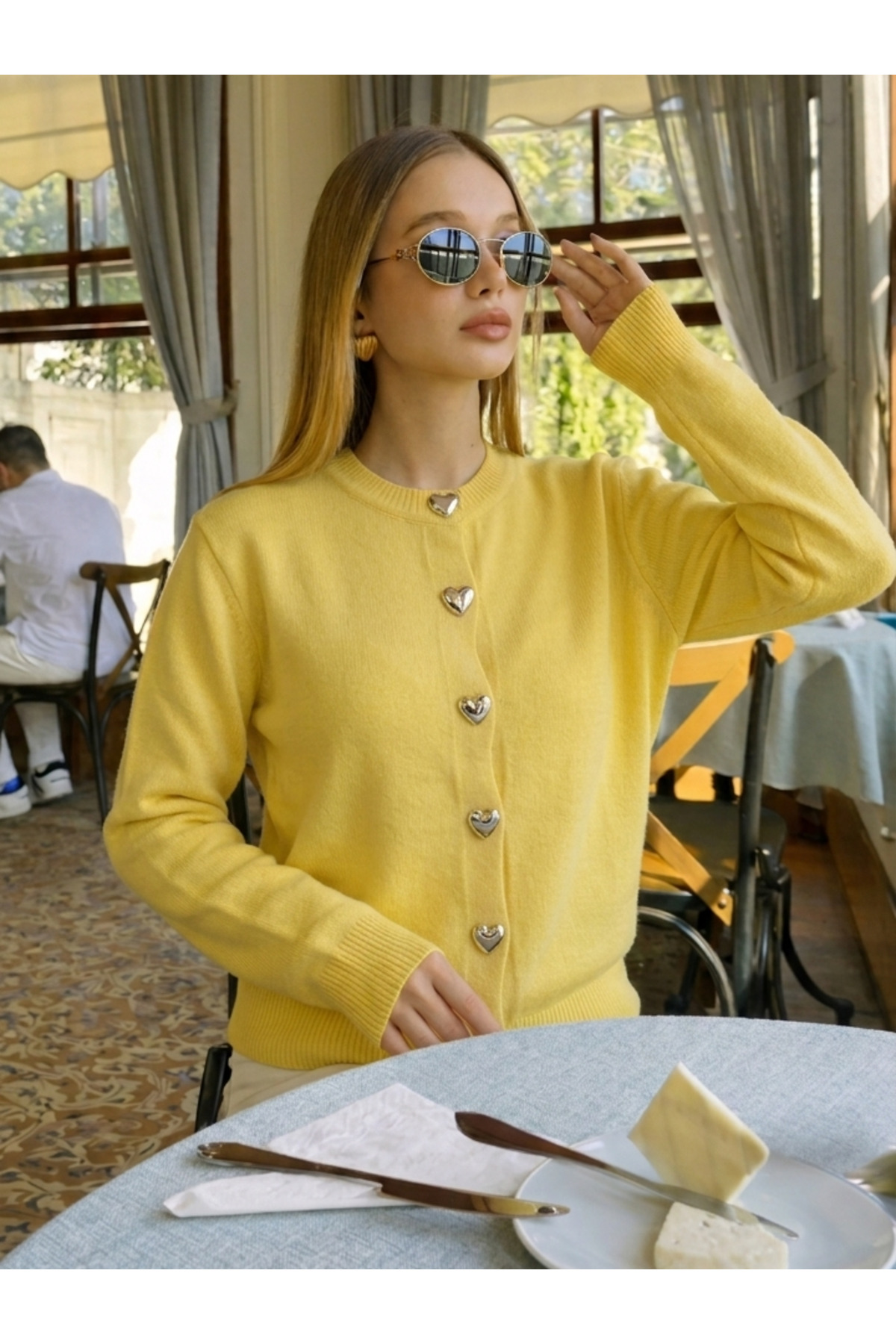 orjinal blue b  KALP DÜĞME DETAYLI KADIN TRİKO HIRKA