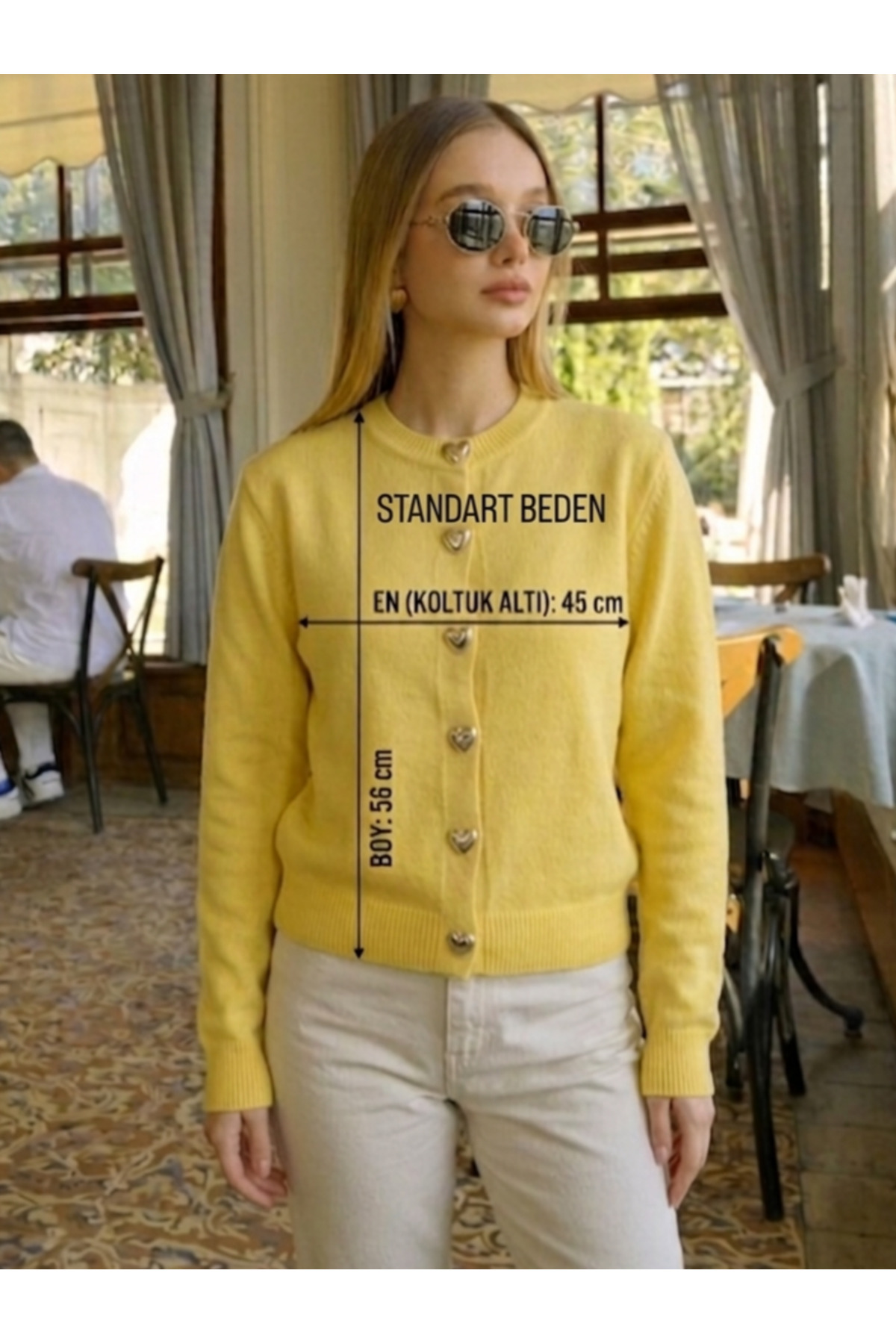 orjinal blue b  KALP DÜĞME DETAYLI KADIN TRİKO HIRKA - Görsel 2