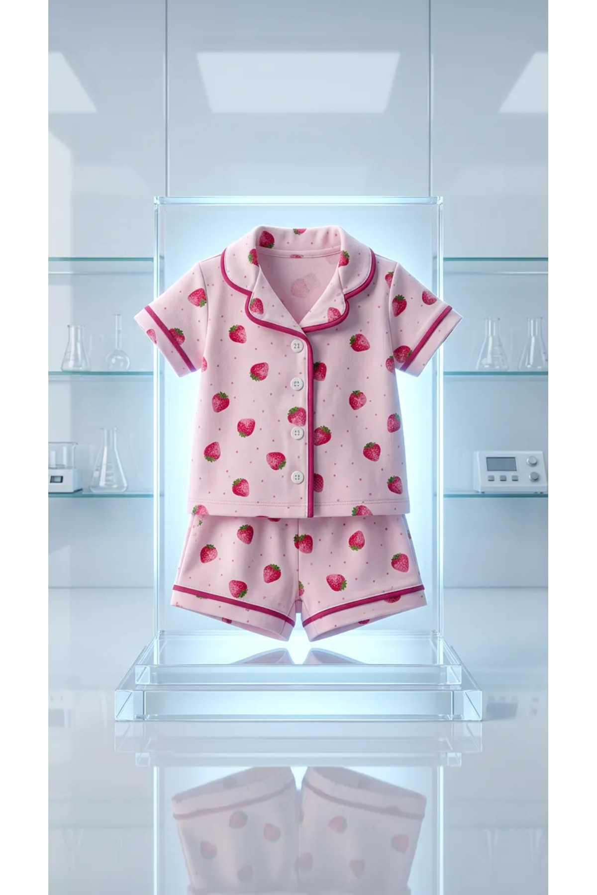 ULTİMA BABY Kız Bebek Çilek Desenli Pijama Takımı -Pembe fotoğrafı 3 (önizleme)