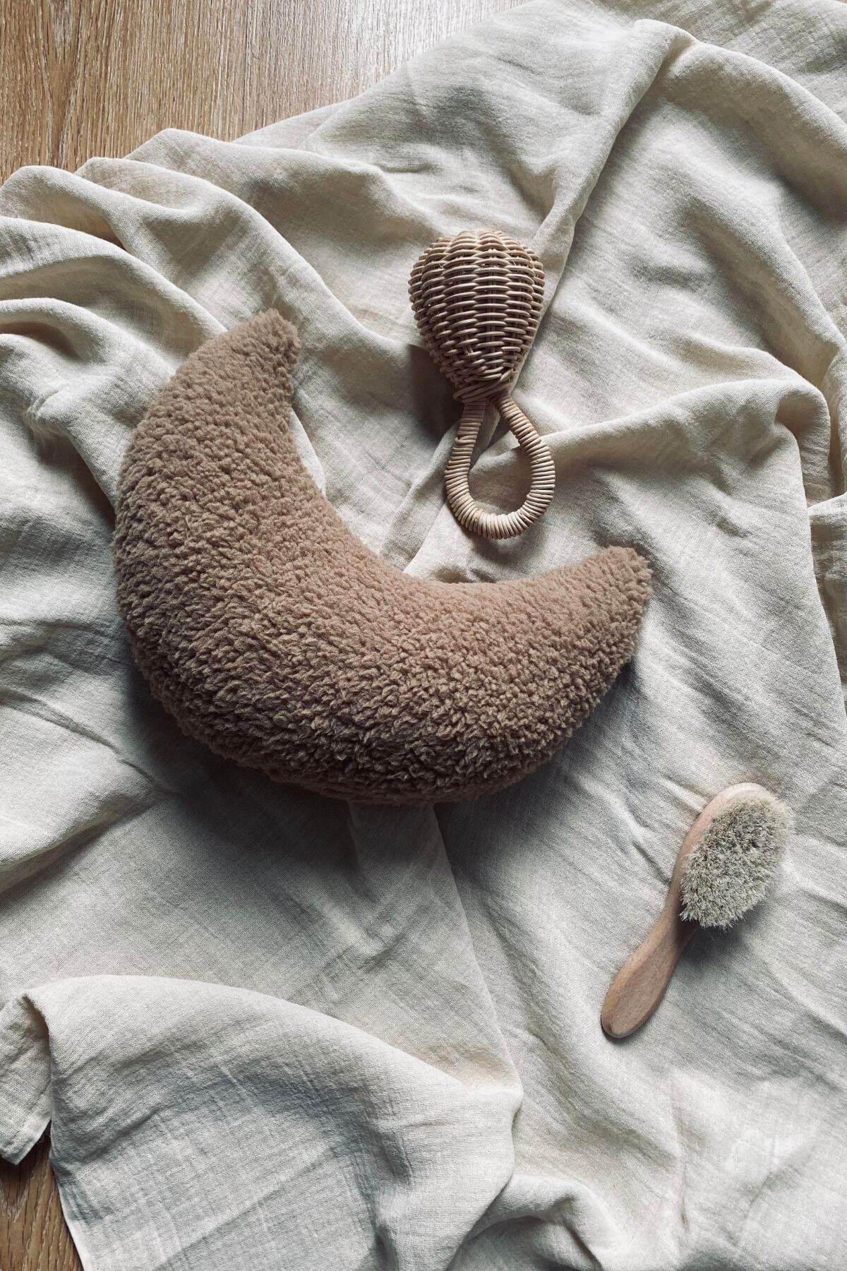 vivimade Teddy Moon Ay Yastık Bebek Çocuk Odası Kahverengi fotoğrafı 2 (önizleme)