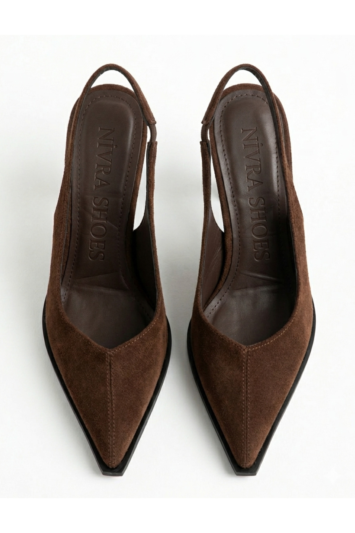 ELEVAM Γυναικεία καφέ σουέντ παπούτσια στιλέτο με μυτερή μύτη και κομψό τακούνι