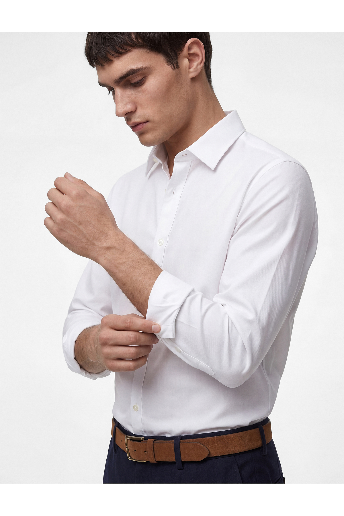 Koton Long Sleeve Half Italian Collar Slim Fit Classic Shirt