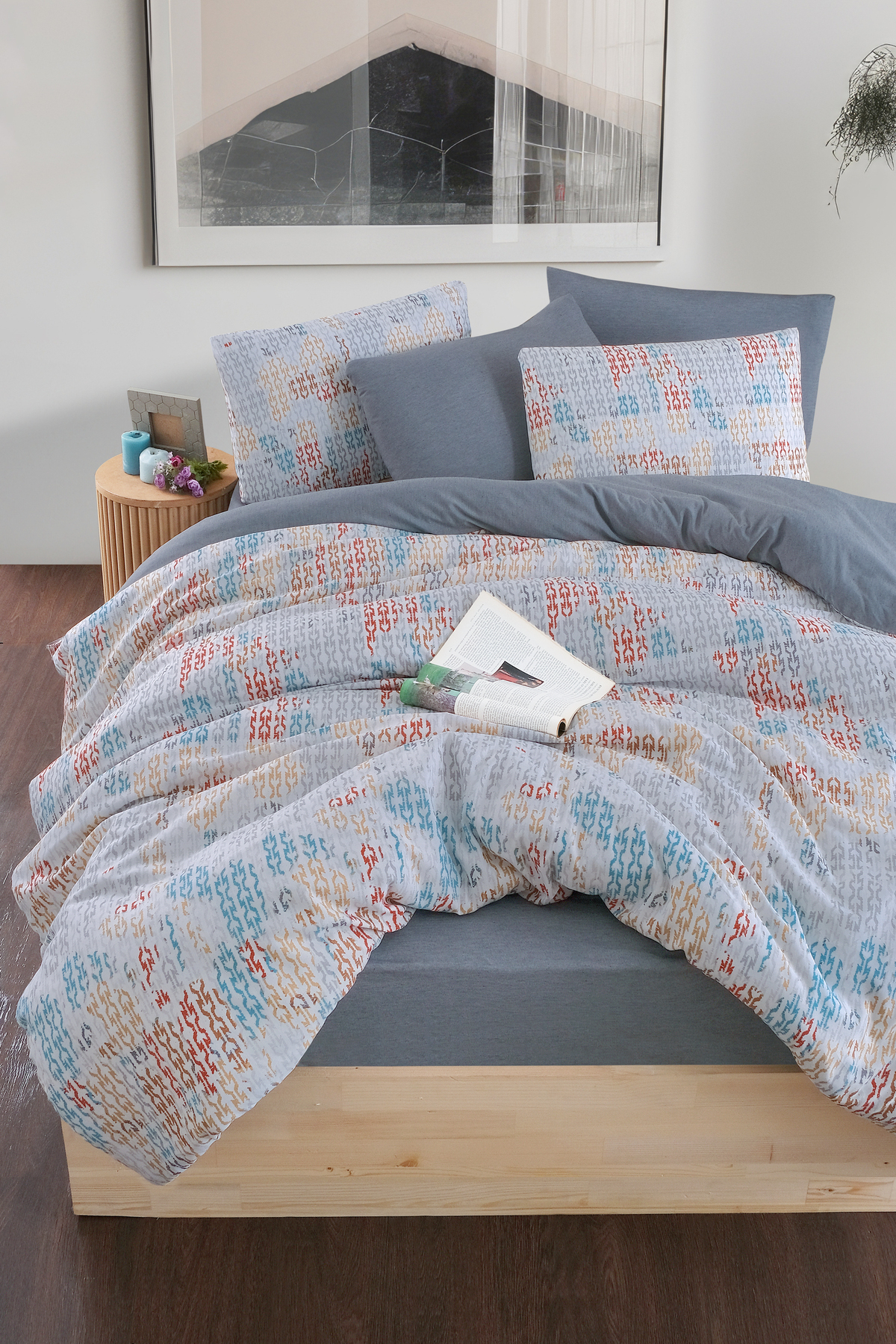 MyStory Home Lastikli Çarşaflı Çift Kişilik Nevresim Takımı Maps fotoğrafı 5 (önizleme)