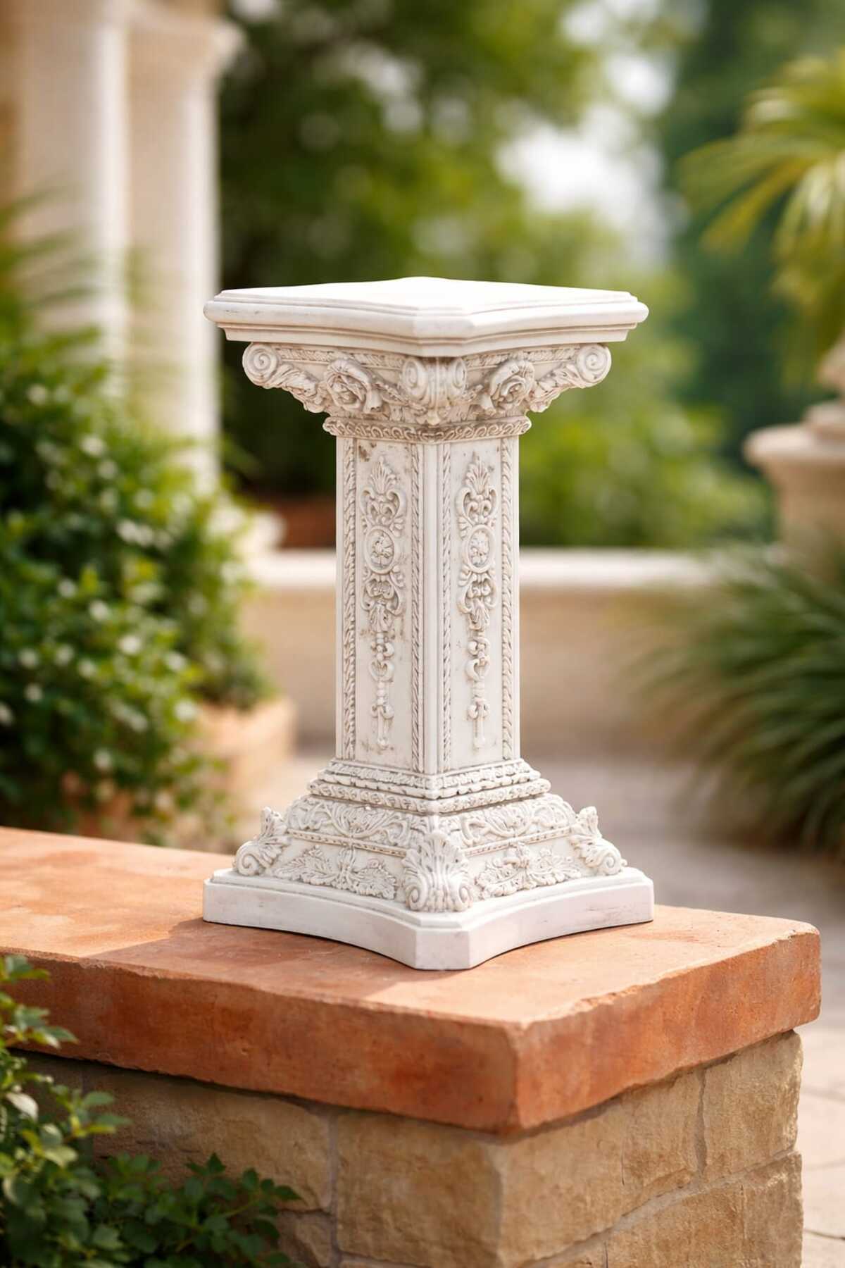 Oversized Fine Embroidered Stone Roman Column Embroidered Stone Column