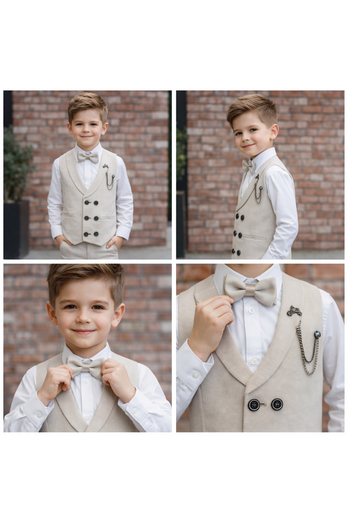 HAYTA Çocuk Yelek Takım Gömlekli Set 0-1yaş - 14yaş Silver Krem fotoğrafı 6 (önizleme)