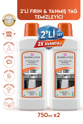 BioBellinda Doğal Ultra Yoğun Fırın Ve Yanmış Yağ Temizleyici 750 ml (2'Lİ SET)