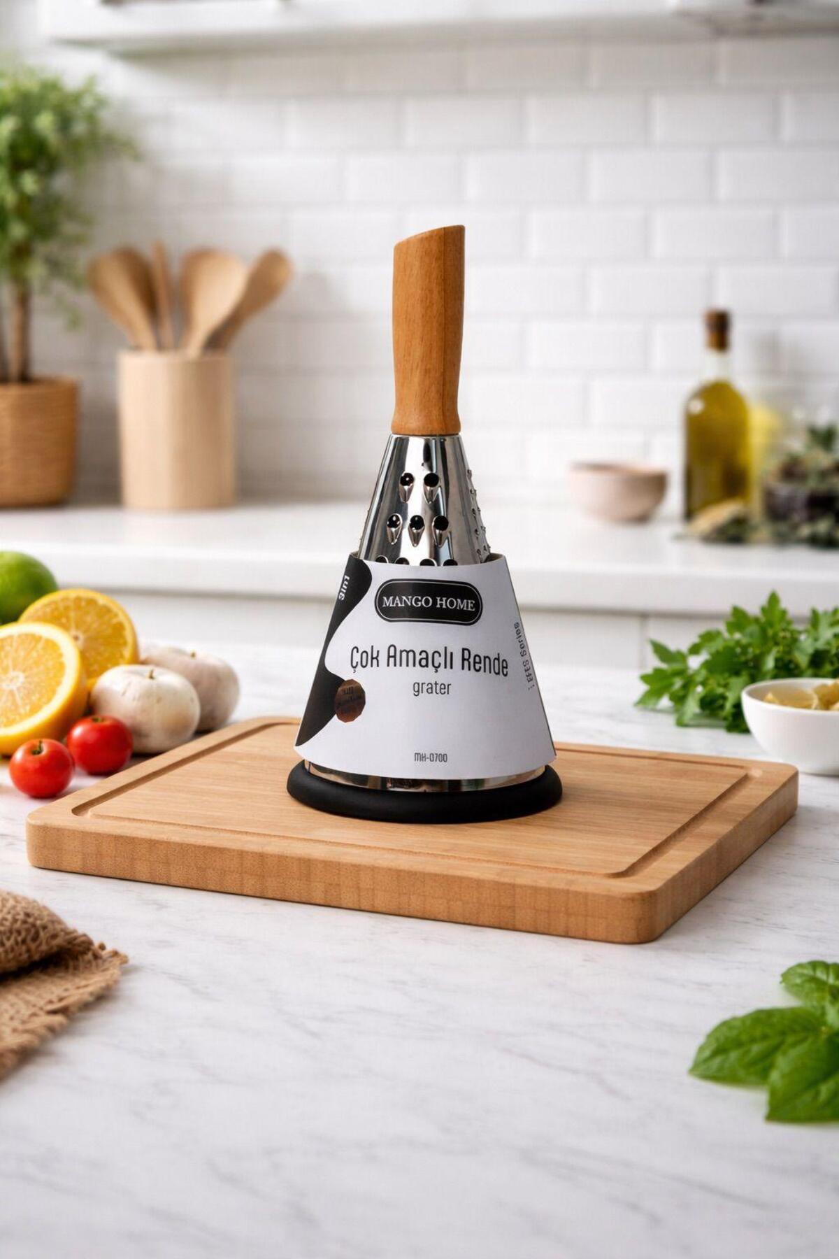 Premium Stainless Steel Funnel Grater - Multipurpose Kitchen Grater with Wood Handle