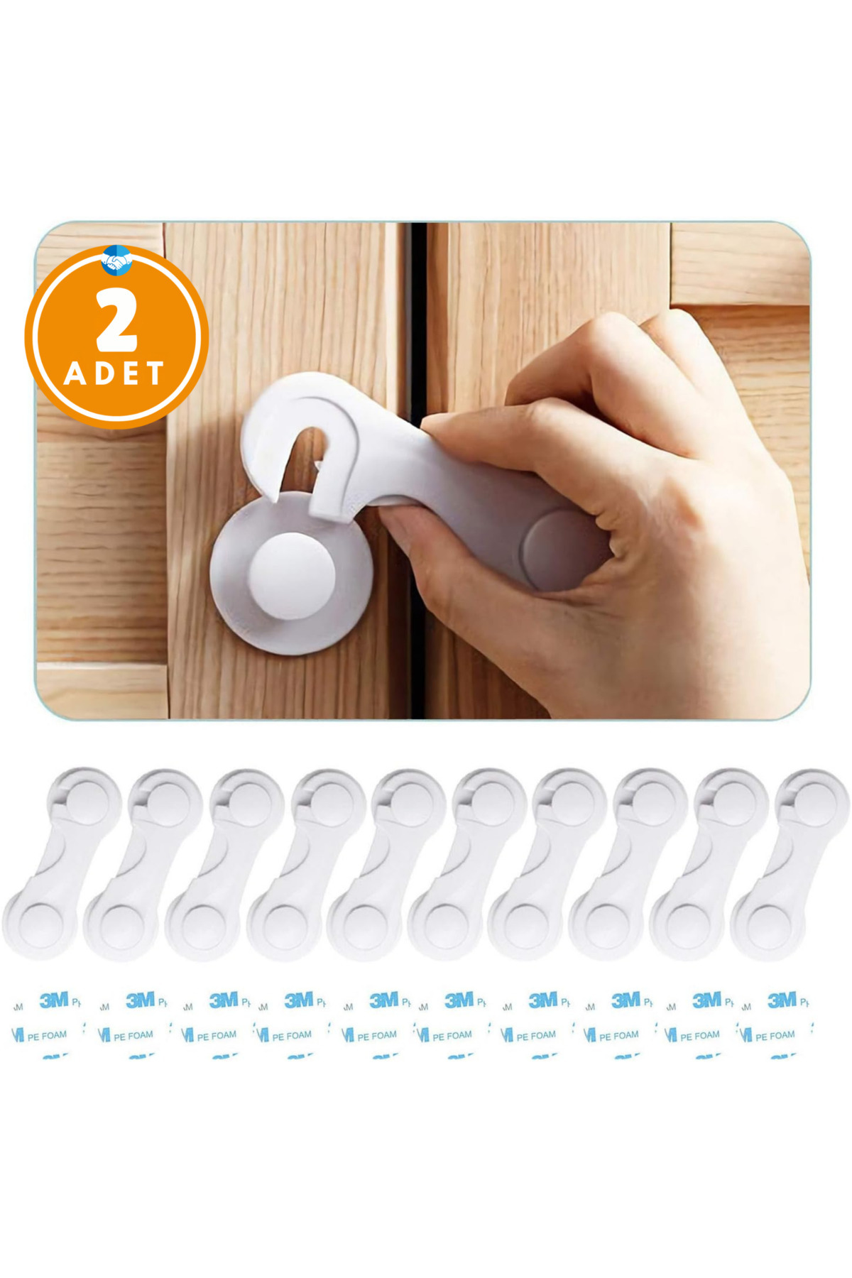 Miningaa 2 Adet Montajsiz Çift Kapaklı Dolap Kilidi Bebek Koruyucu Ve Kilit Bebek Güvenlik Kiti fotoğrafı 3 (önizleme)