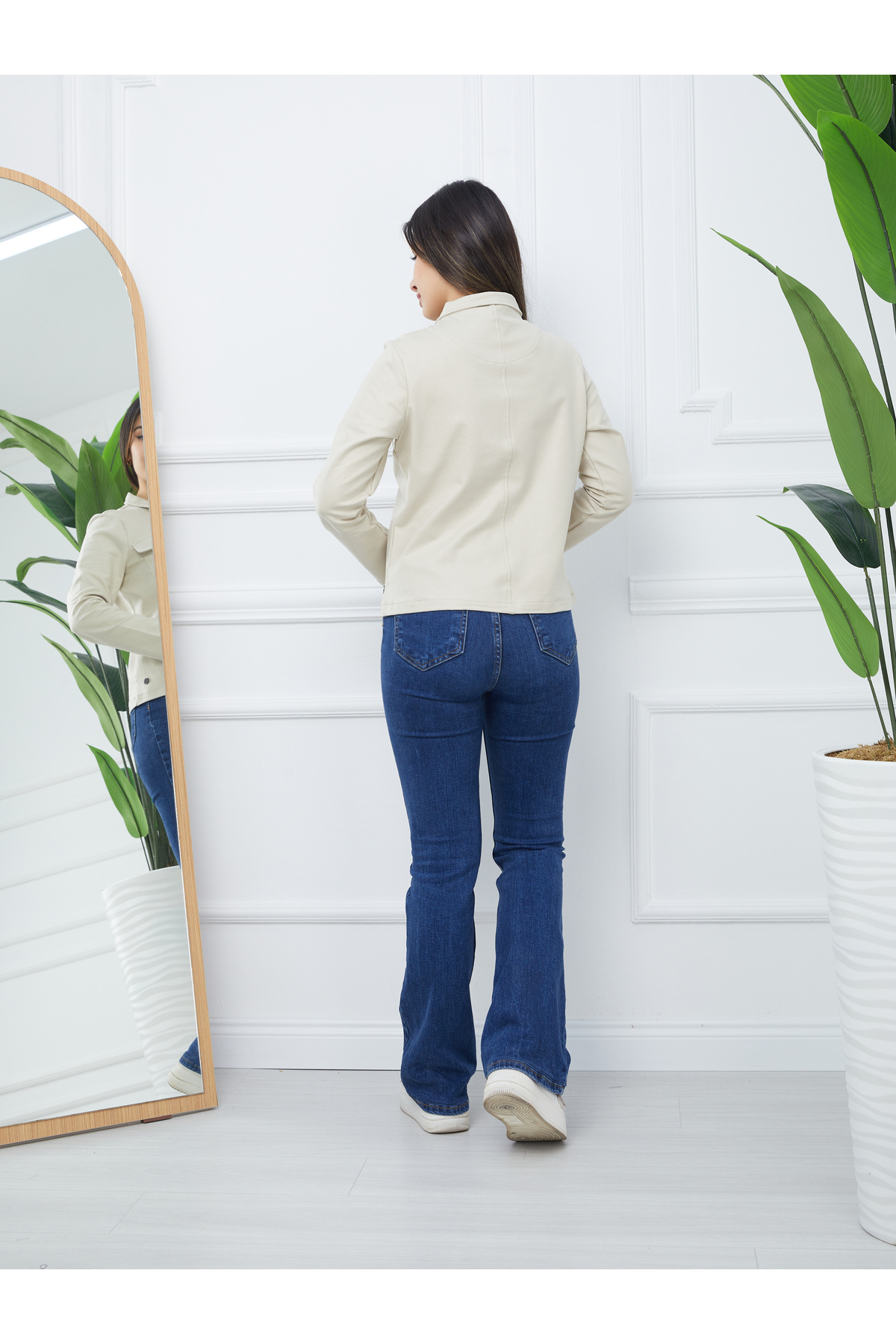 Banadamoda  Kadın Sıvama Kumaş Spor Ceket - Görsel 8