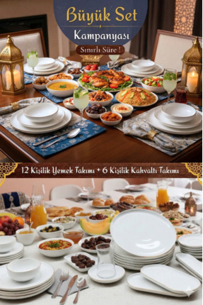 KÜTAHYA HOME ZAMANSIZ 70 Prç Porselen Yemek ve Kahvaltı Seti - 12 Kişilik 70 ...
