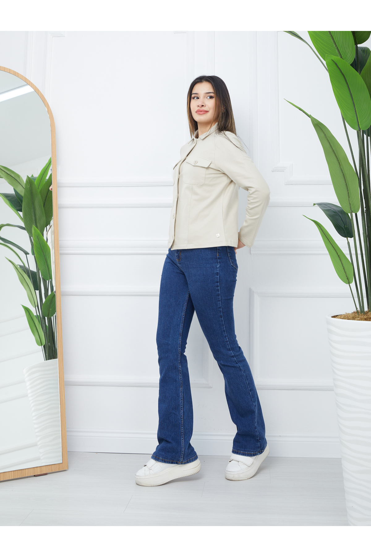 Banadamoda  Kadın Sıvama Kumaş Spor Ceket - Görsel 6