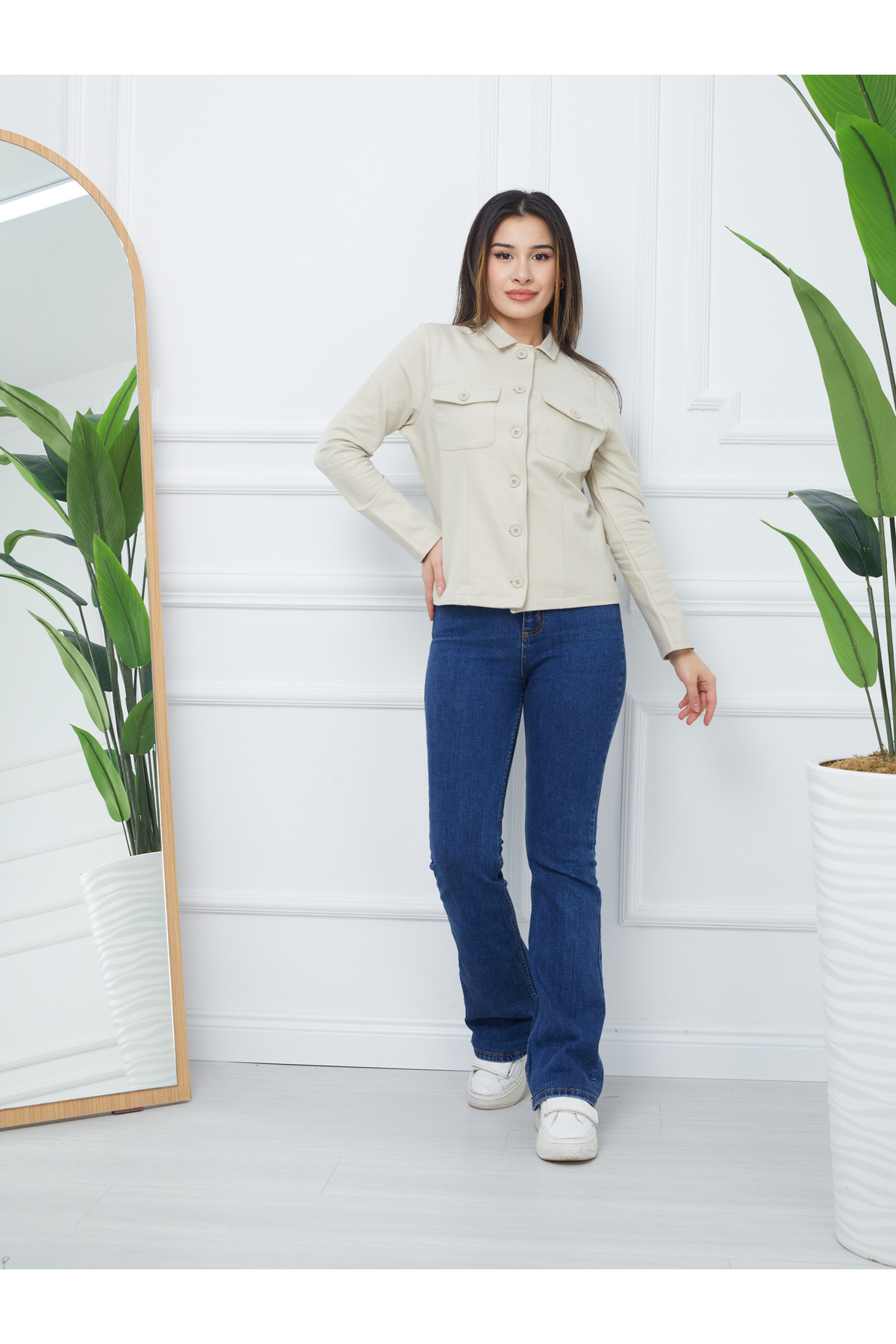 Banadamoda  Kadın Sıvama Kumaş Spor Ceket - Görsel 5