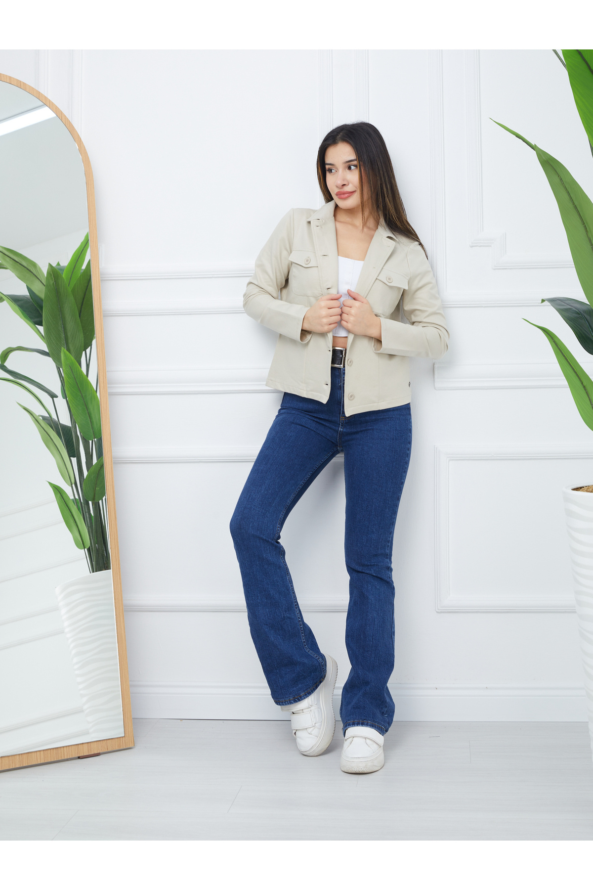 Banadamoda  Kadın Sıvama Kumaş Spor Ceket - Görsel 3