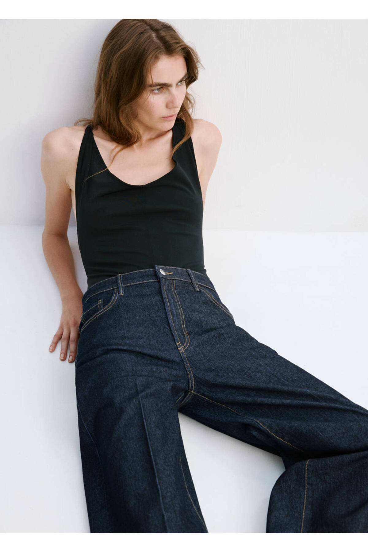 MANGO  Yüksek belli Wideleg jean - Görsel 7