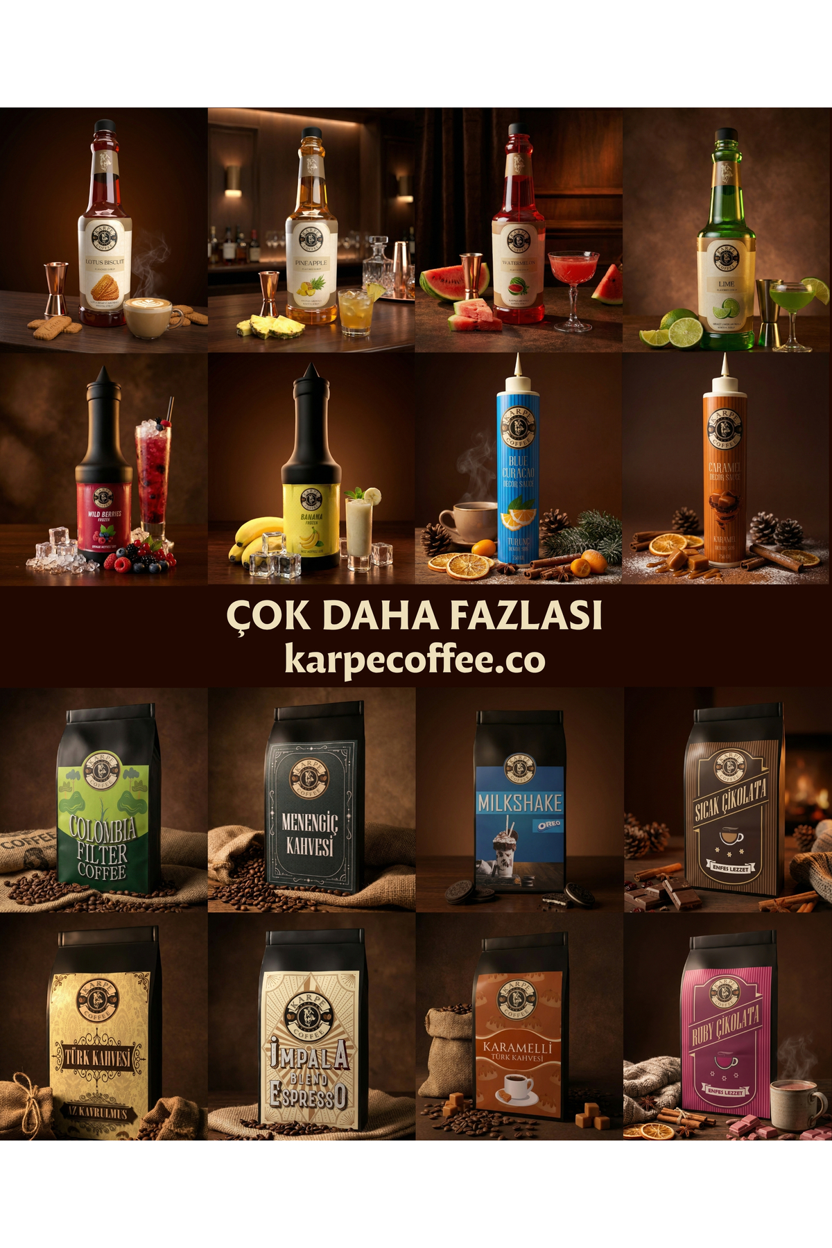 KARPE COFFEE KARAMEL-BEYAZ ÇİKOLATA-ÇİKOLATA 3'LÜ Kahve Şurubu 750