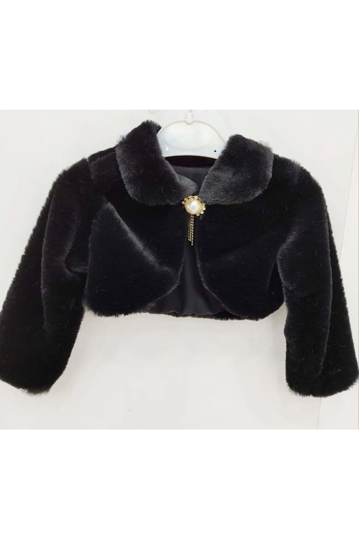 Mnk Baby&Kids Pelüş Uzun Kol Kız Çocuk Bolerosu M00681 SİYAH fotoğrafı 2 (önizleme)