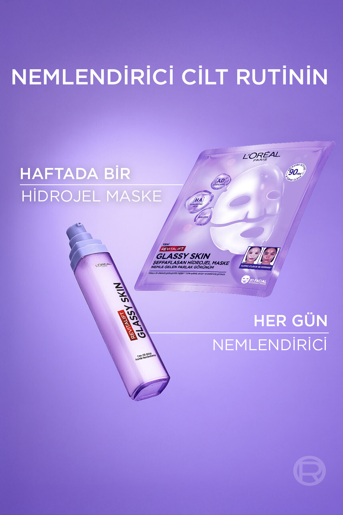 3 'lü Revitalift Glassy Skin Cam Cilt Görünümü Etkili Şeffaflaşan Işıltı & Nem Veren Hidrojel Maske — PKTREVGLASSYMASKE — تصویر 9 از 9