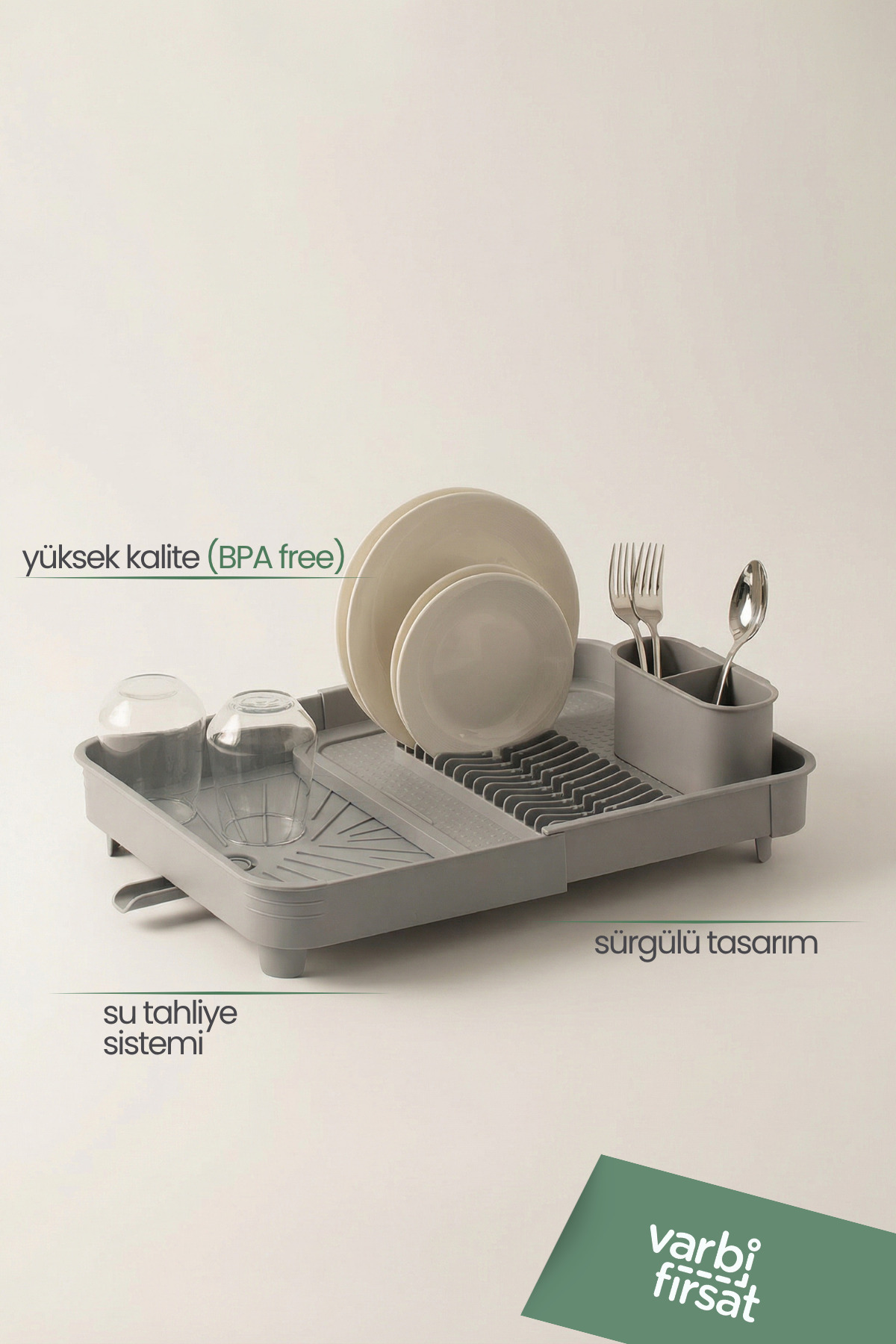 Retractable Sliding Plate Holder Dish Holder Dish Basket Dish Dryer / Light Grey