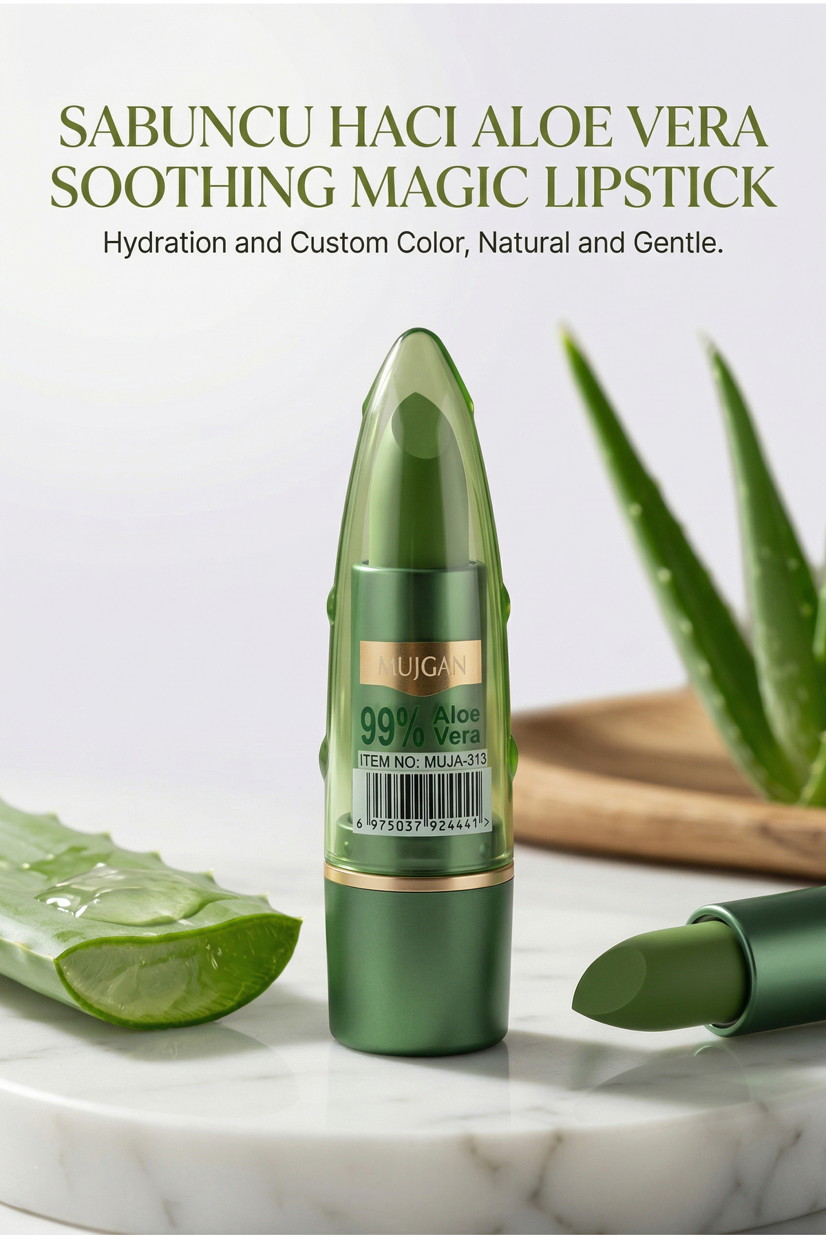 Aloe Vera Jel Sihirli Ruj – Dudak Nemlendirici ve Doğal Renk Veren Lipstick — سبز TRSHMMSHZRK000073 — تصویر 4 از 8