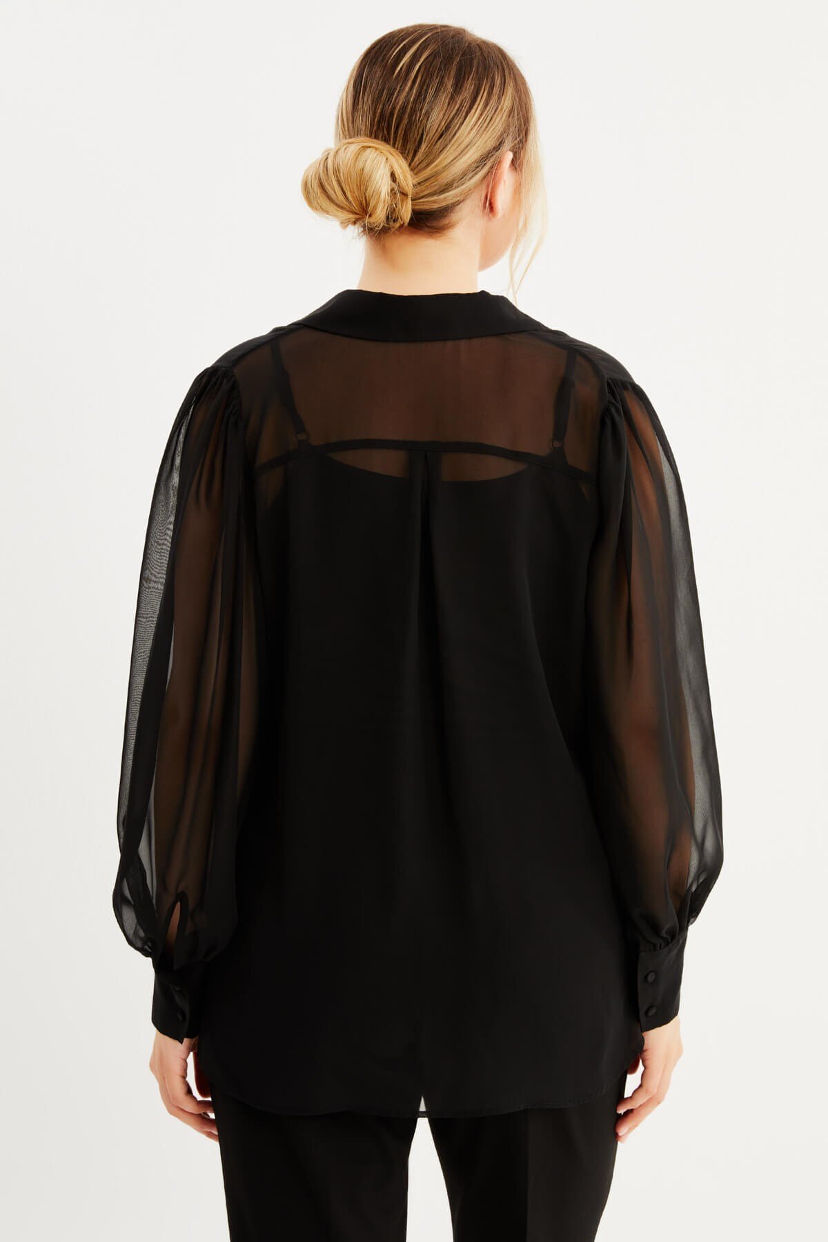 Myline  Dökümlü Şifon Gömlek - Görsel 6