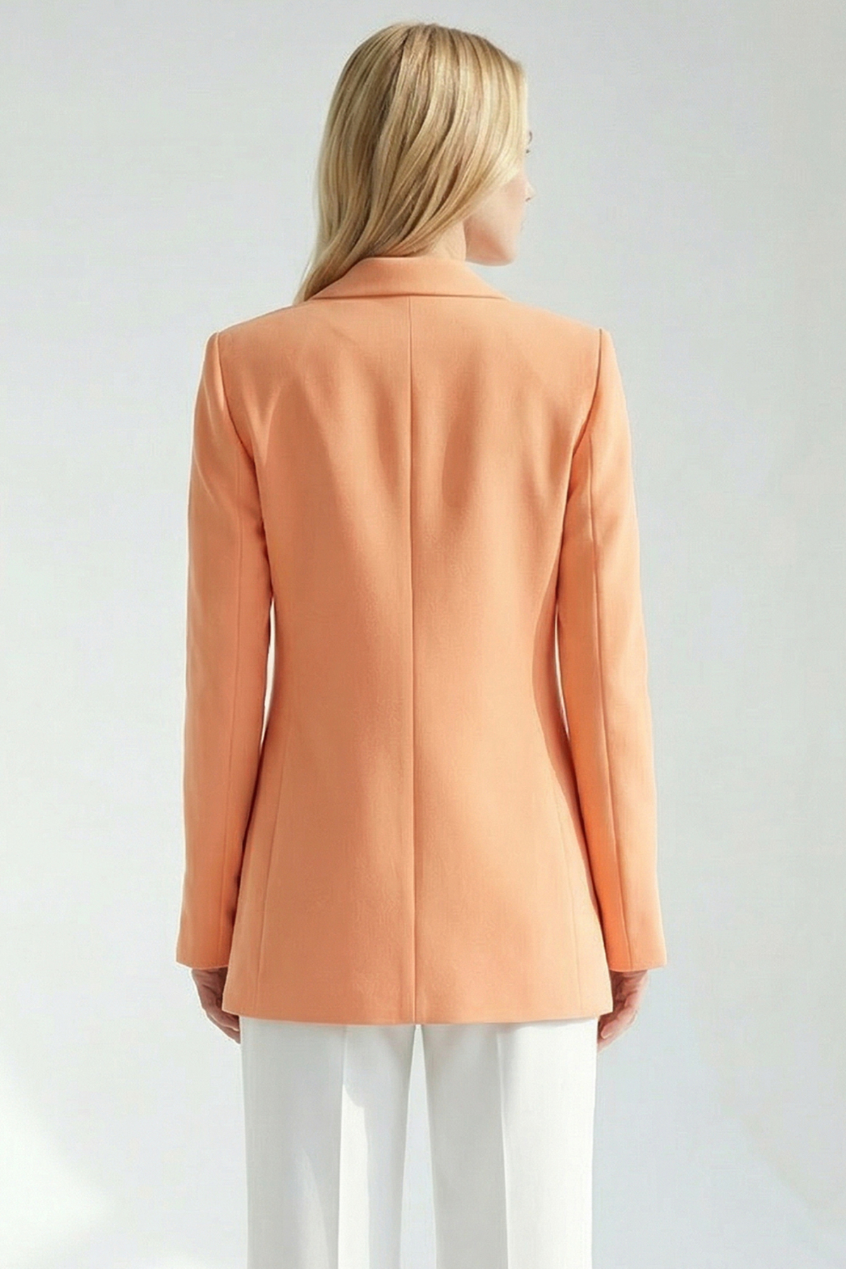 Exquise  Uzun Kol Erkek Yaka Düz Kumaş Ceket - Görsel 6