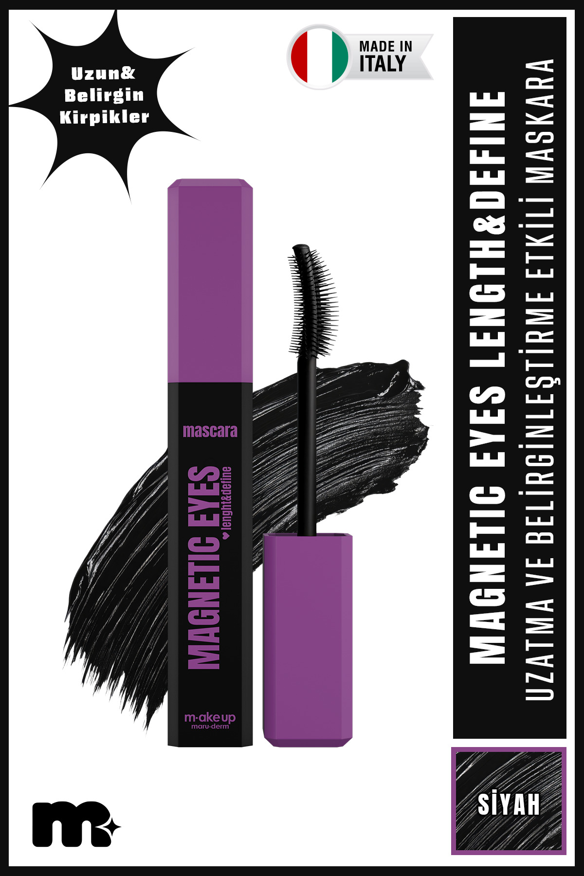 Maru.Derm make up maruderm Yoğun Uzunluk ve Belirginleştirme Etkili Maskara – Length & Define Mascara