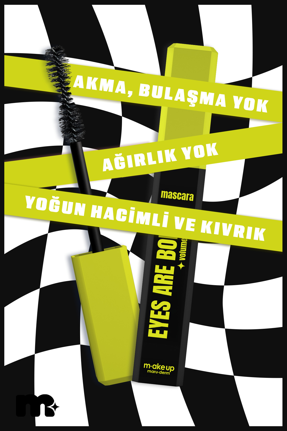 make up maruderm Yoğun Hacim ve Kıvırma Etkili Maskara – Volume & Curl Mascara — مشکی MASCARA — تصویر 3 از 5