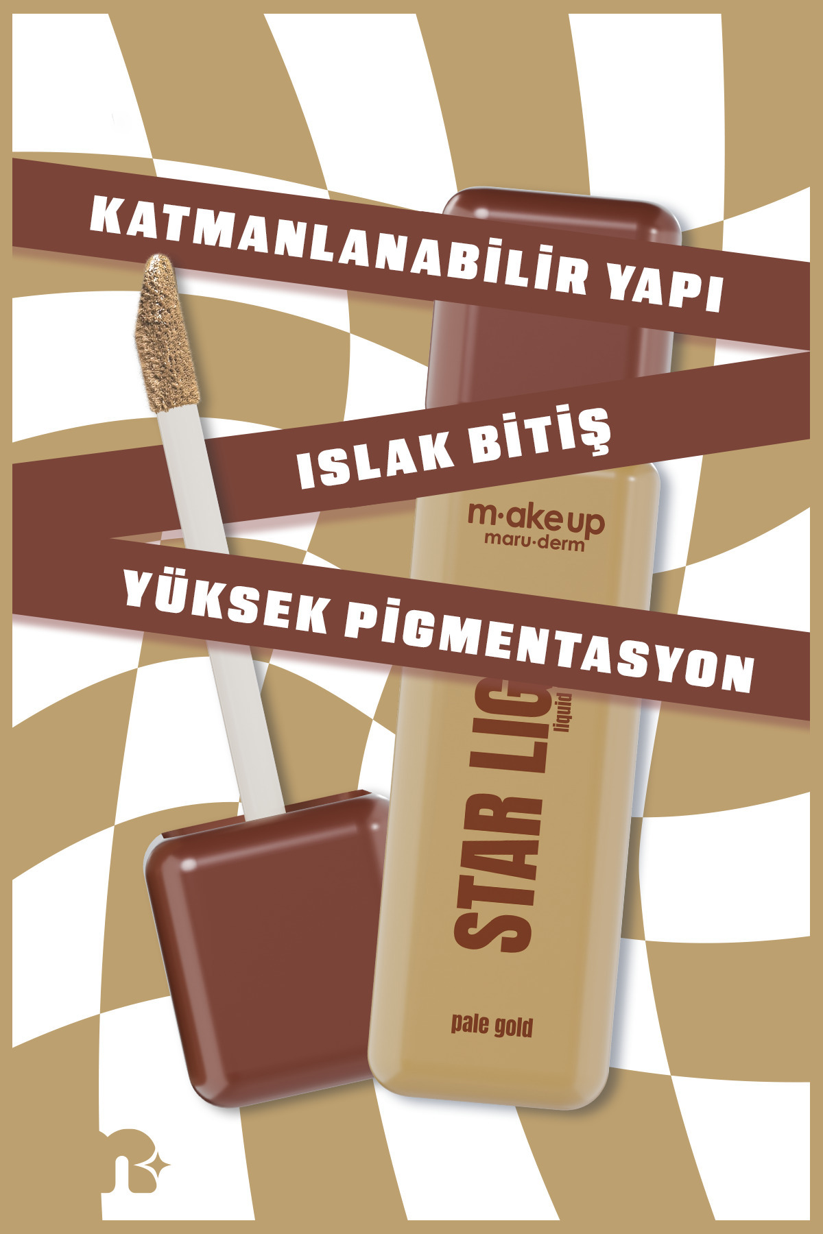 m.ake up maruderm Islak Bitişli Likit Aydınlatıcı – Liquid Highlighter Pale Gold — طلایی — تصویر 3 از 6