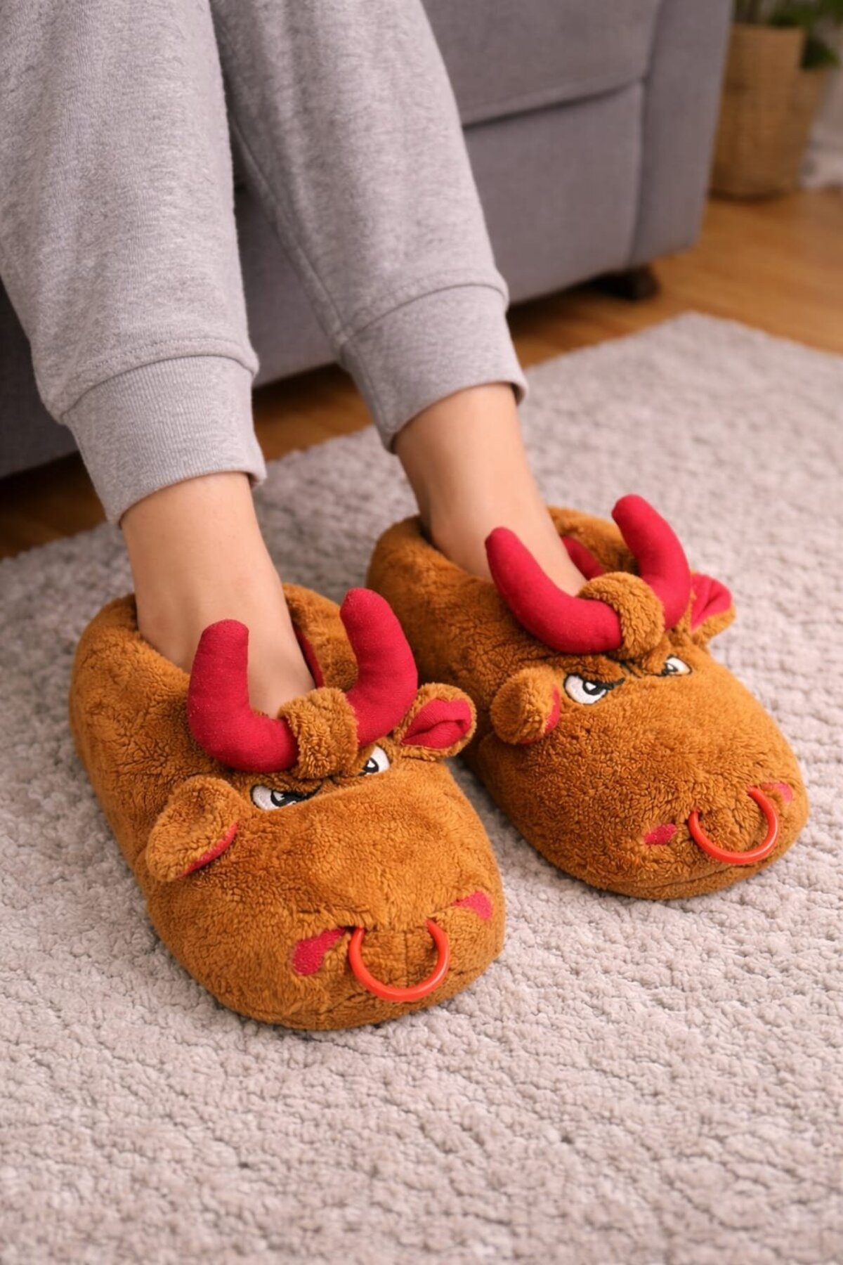 Slipcat Unisex Hayvanlı Panduf Ev Ayakkabısı Ses Yapmaz Taban görsel 4