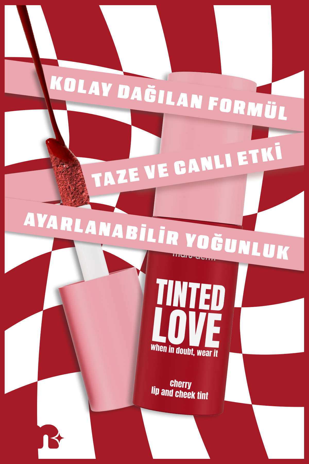 make up maruderm Uzun Süre Kalıcı Parlak Bitişli Allık – Lip & Cheek Tint — قرمز TINT — تصویر 2 از 4