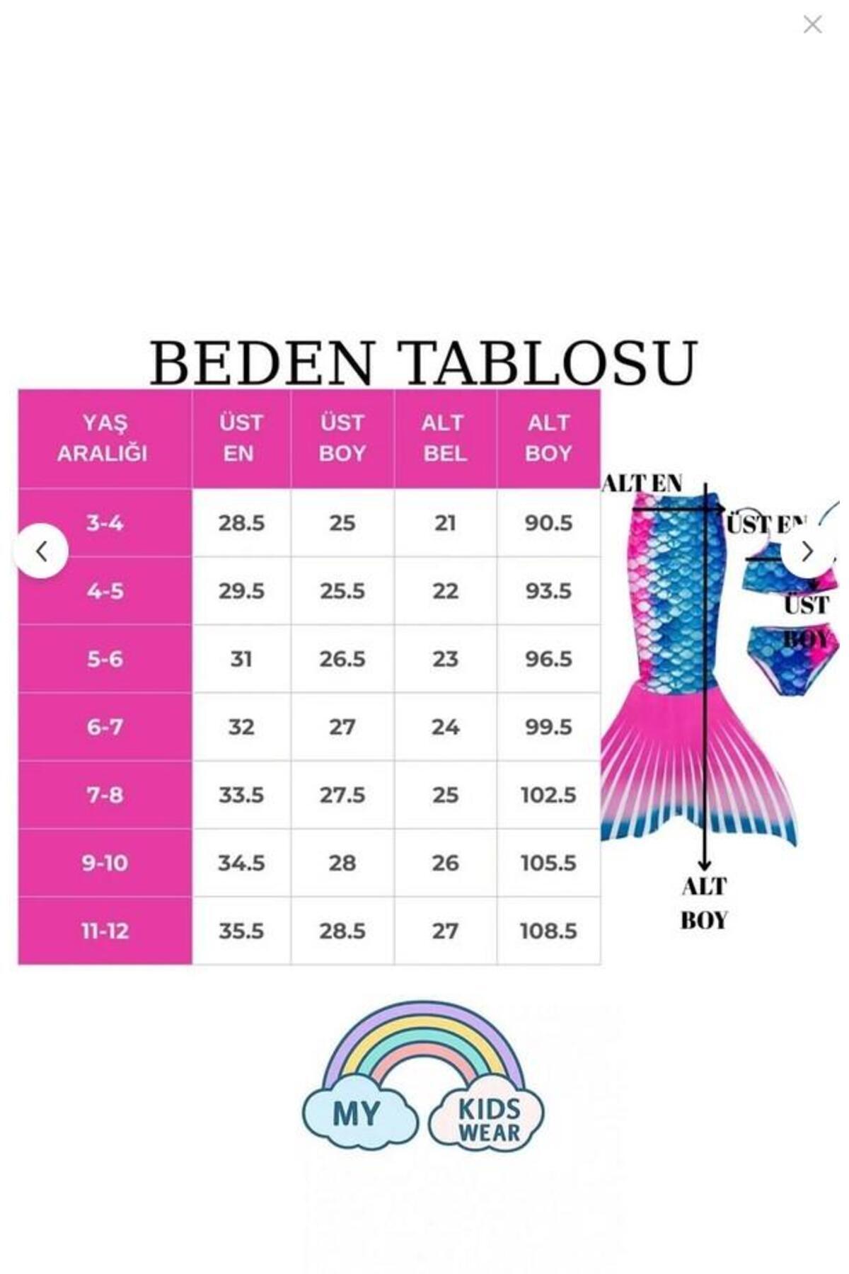 My Kids Wear Parlak Renkli Deniz Kızı Mayo Kostümü 3'lü Set 0406 fotoğrafı 2 (önizleme)