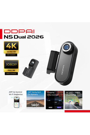 DDPAI N5 Dual Araç Kamerası Ön Arka Kamera 4K Kayıt WiFi GPS