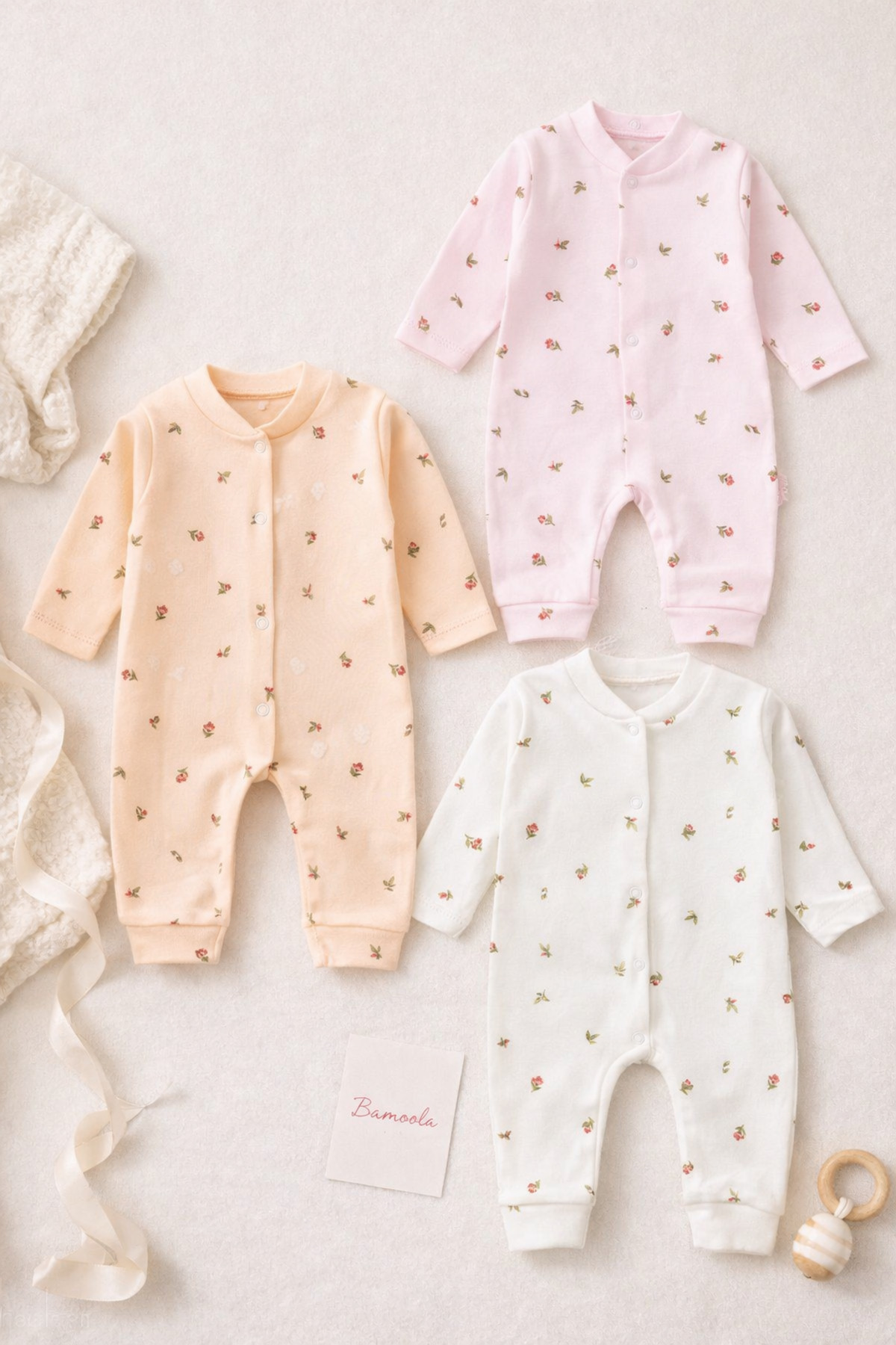 Bamoola %100 Pamuk Lale Desenli 3'lü Tulum fotoğrafı 6 (önizleme)