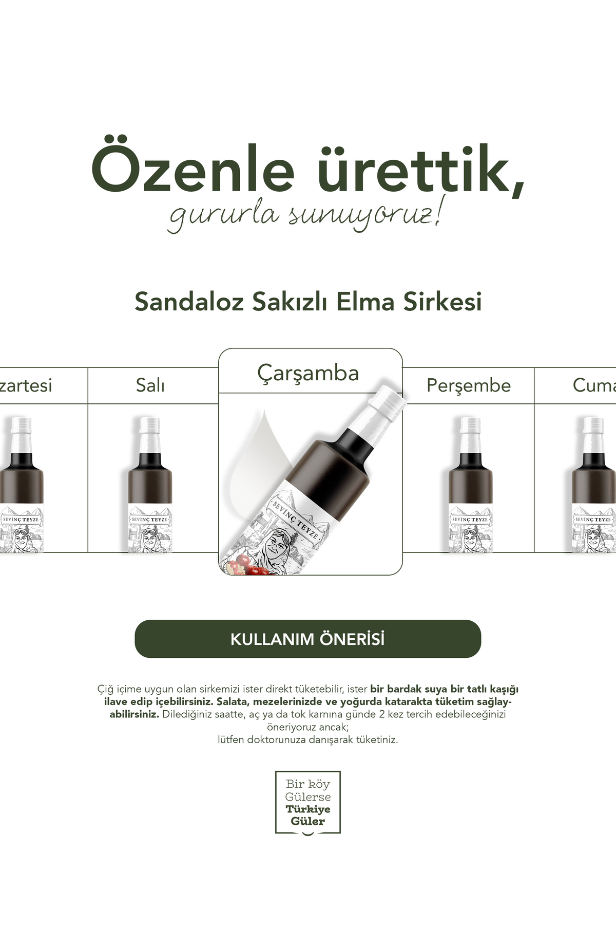 Organik Teyze Sevinç Teyze Sandaloz Sakızlı Elma Sirkesi 500ml