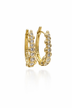 AUBRA Zirkon Taşlı Parlak Klipsli Çelik Küpe 14K Gold Kaplama Zarif Stil - An...