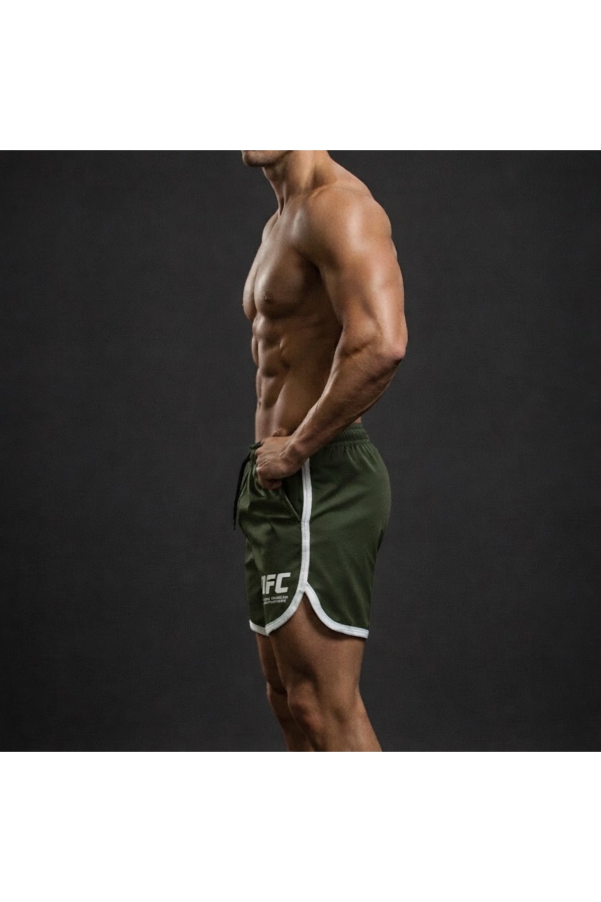 NewCabin  Yeni Sezon Premium Petek Kumaş Spor GYM Günlük Haki Antreman Şortu - Görsel 3