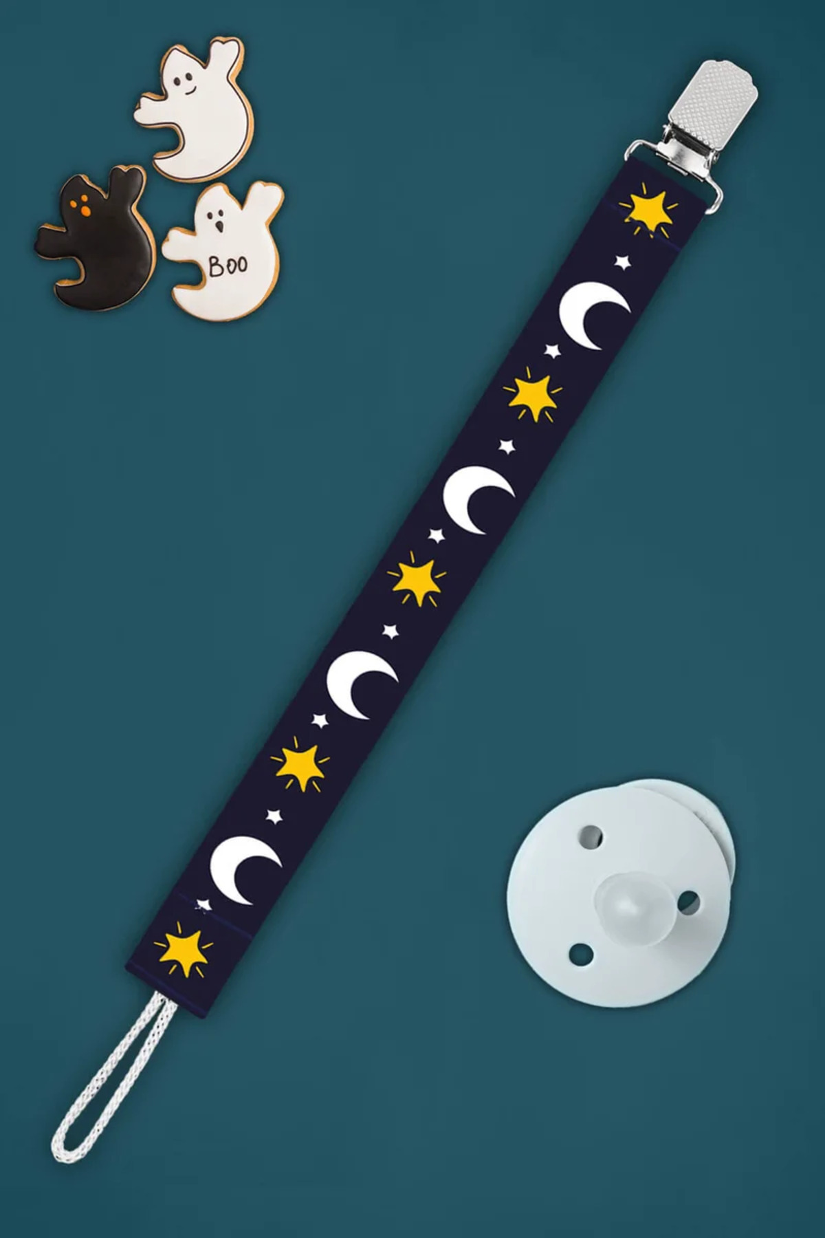 Apptakı Ay ve Yıldızlar Bebek Emzik Askısı Emzik Zinciri Emzik Tutacağı Emzirme Aksesuarı - EMZ0023 fotoğrafı 2 (önizleme)