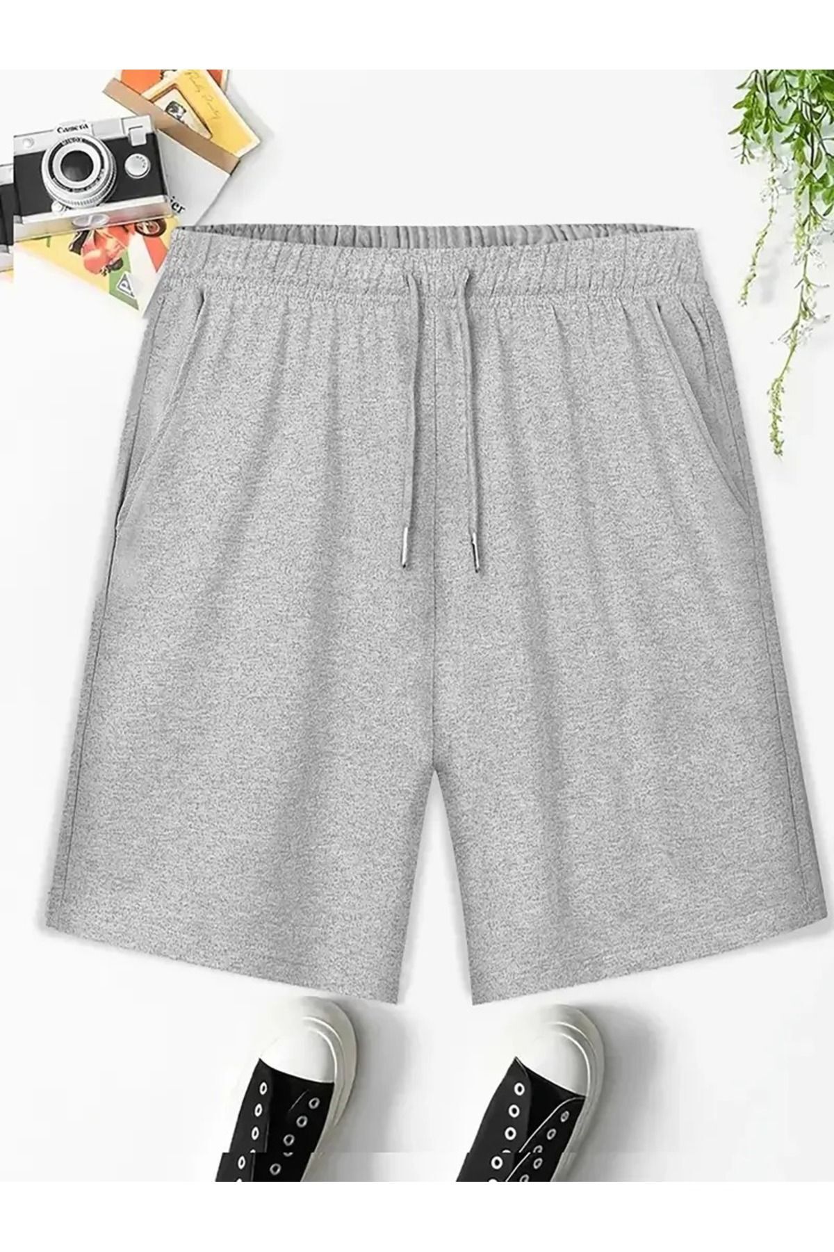 SURMARİ  3'lü Set Rahat Kalıp Unisex Penye Spor Şort - Görsel 6