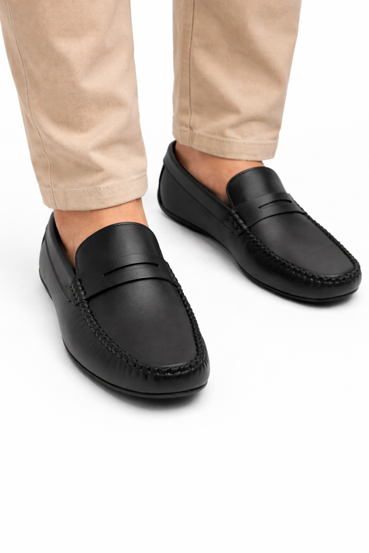 MG  Erkek Siyah Günlük Klasik Loafer Ayakkabı Rahat Taban