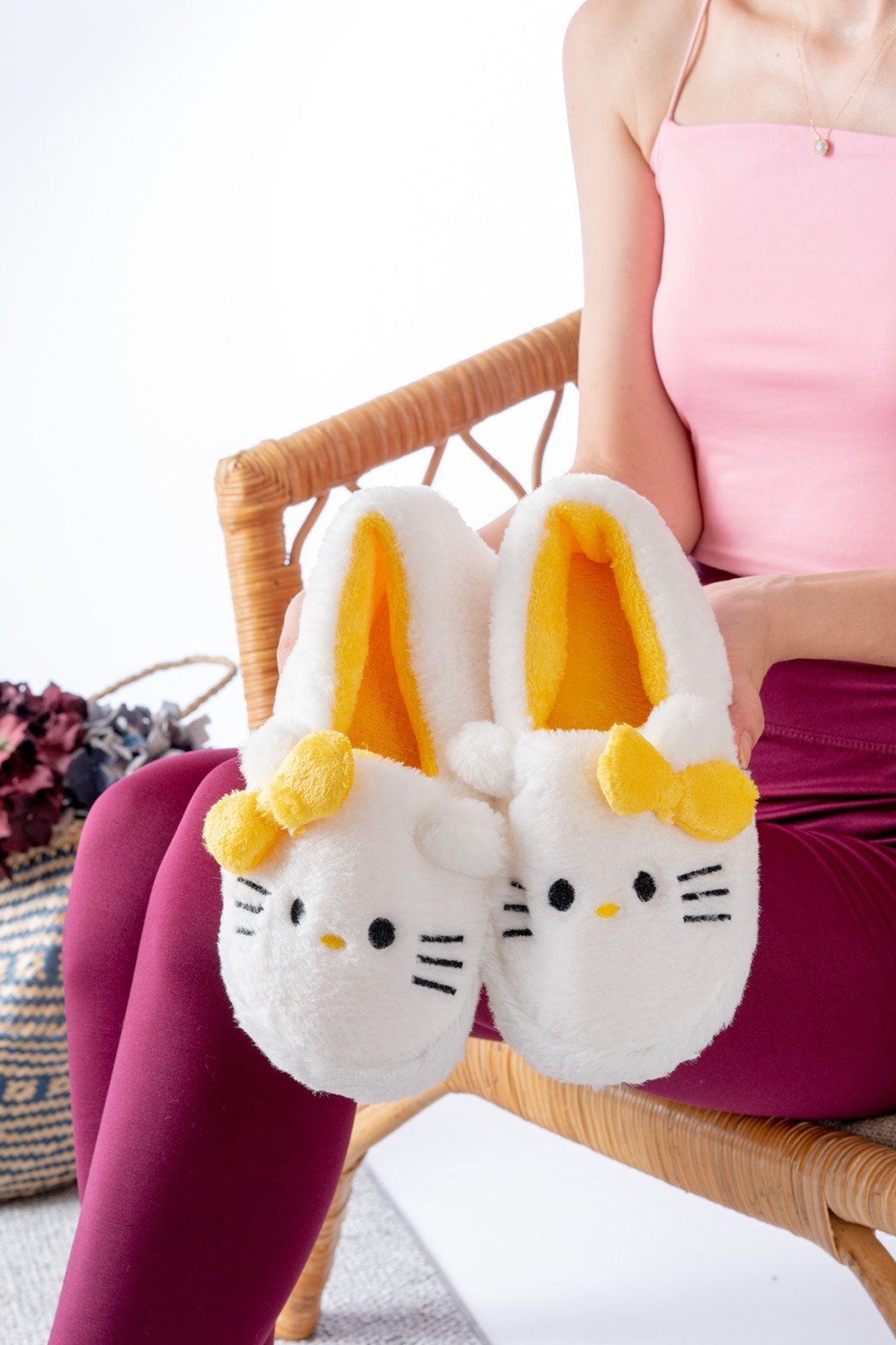 Slipcat Yumuşak Tüylü Peluş Panduf Terlik Ev Kadın Panduf