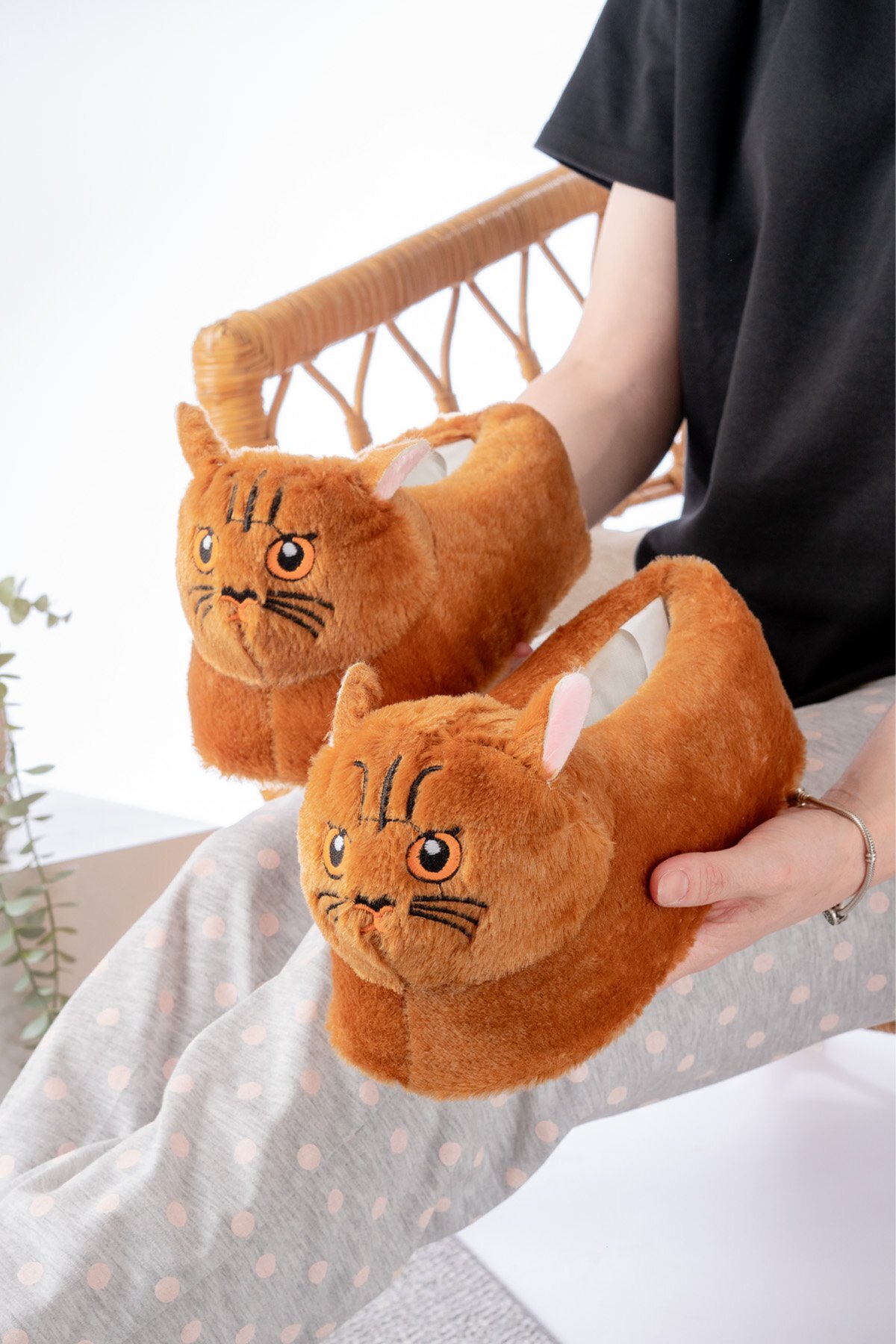 Slipcat Kedi Figürlü Peluş Panduf Ev Pandufu Unisex