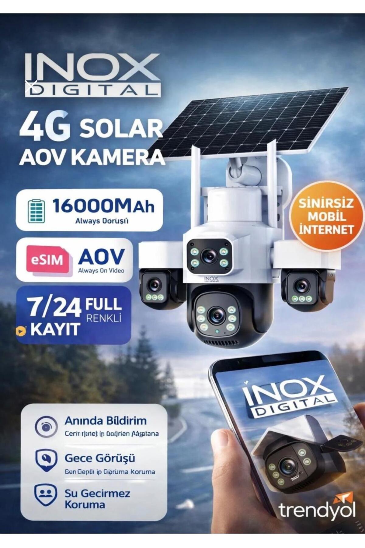 inox İNOX-X14 4 KAMERALI SOLAR PANELLİ e-sim ÖZELLİKLİ FULL